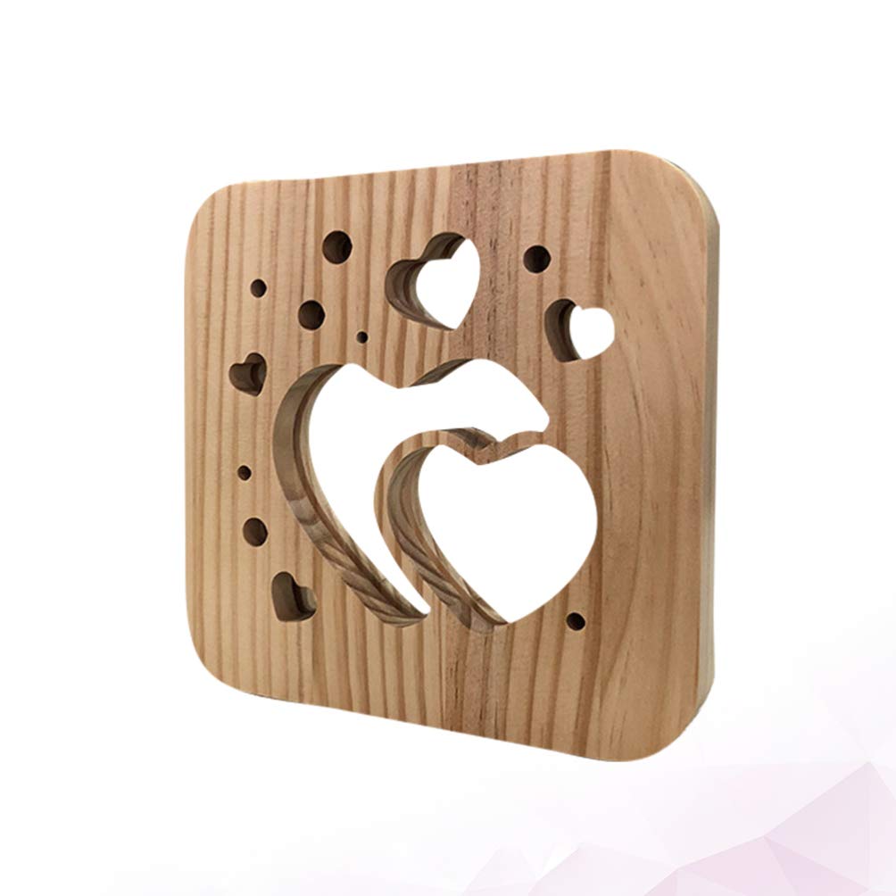 Romantic Wooden Heart Light Table Lamp - Decorative Hollow Night Light for Bedroom, Desk, Valentine's Day, Wedding Centerpiece & Party Decor - Warm Ambient Lighting for Home Decor & Special Occasions