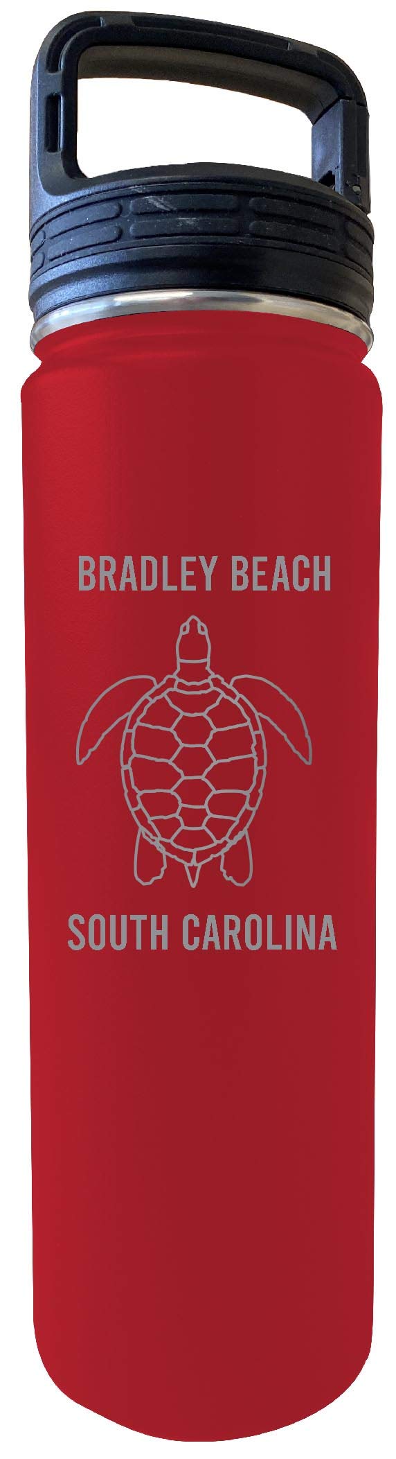 32oz Double Wall Insulated Stainless Steel Water Bottle with Engraved Red Design - Bradley Beach SC Souvenir by R&R Imports - Perfect for Travel, Gym & Outdoor Activities