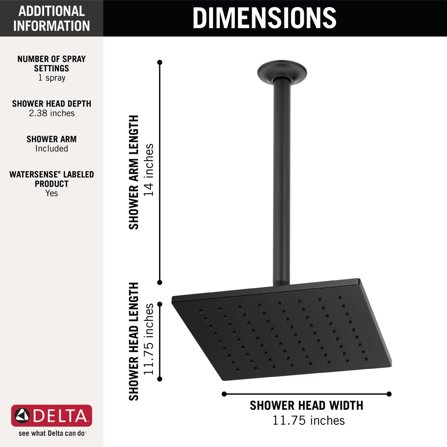 Premium Matte Black Rainfall Shower Head - High Pressure Ceiling Mount Metal Showerhead with Luxury Rain Spray (Includes Shower Arm) - Perfect for Spa-Like Bathroom Upgrades & Modern Home Renovations