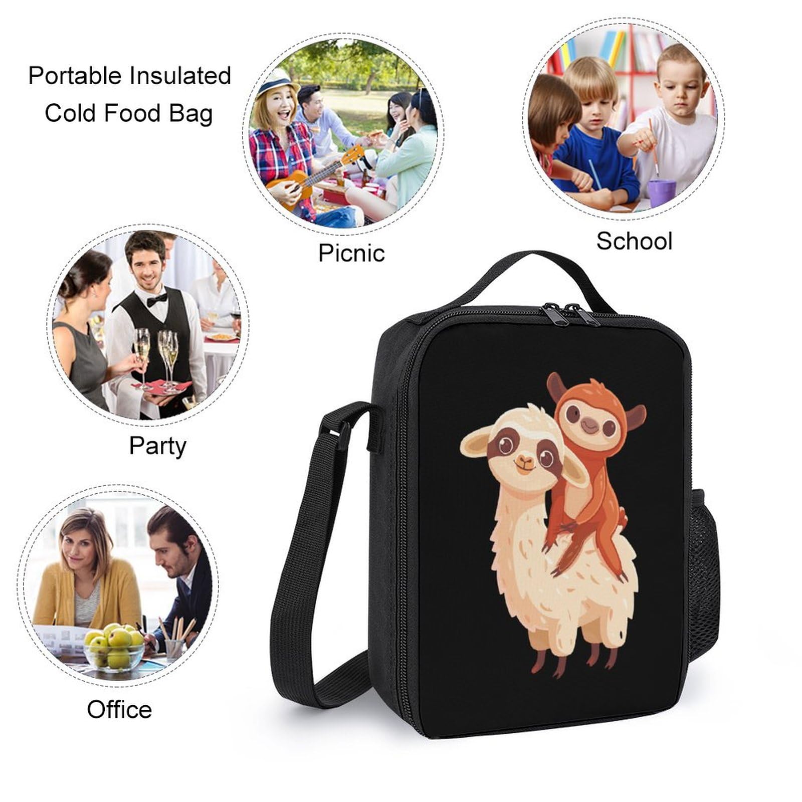 Sloth Laying Llama 3-Piece Laptop Backpack Set - 17 Inch Lightweight Daypack with Lunch Box & Pencil Case for Men & Women - Perfect for Work, School & Travel