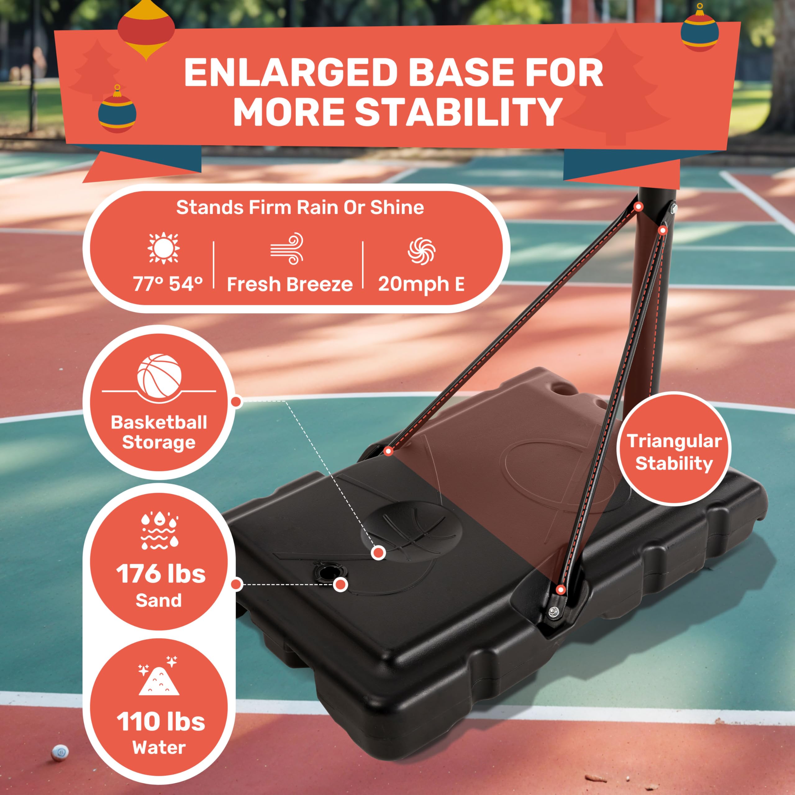 **Simple Deluxe Adjustable 4.2-10ft Portable Basketball Hoop for Outdoor Use - 44