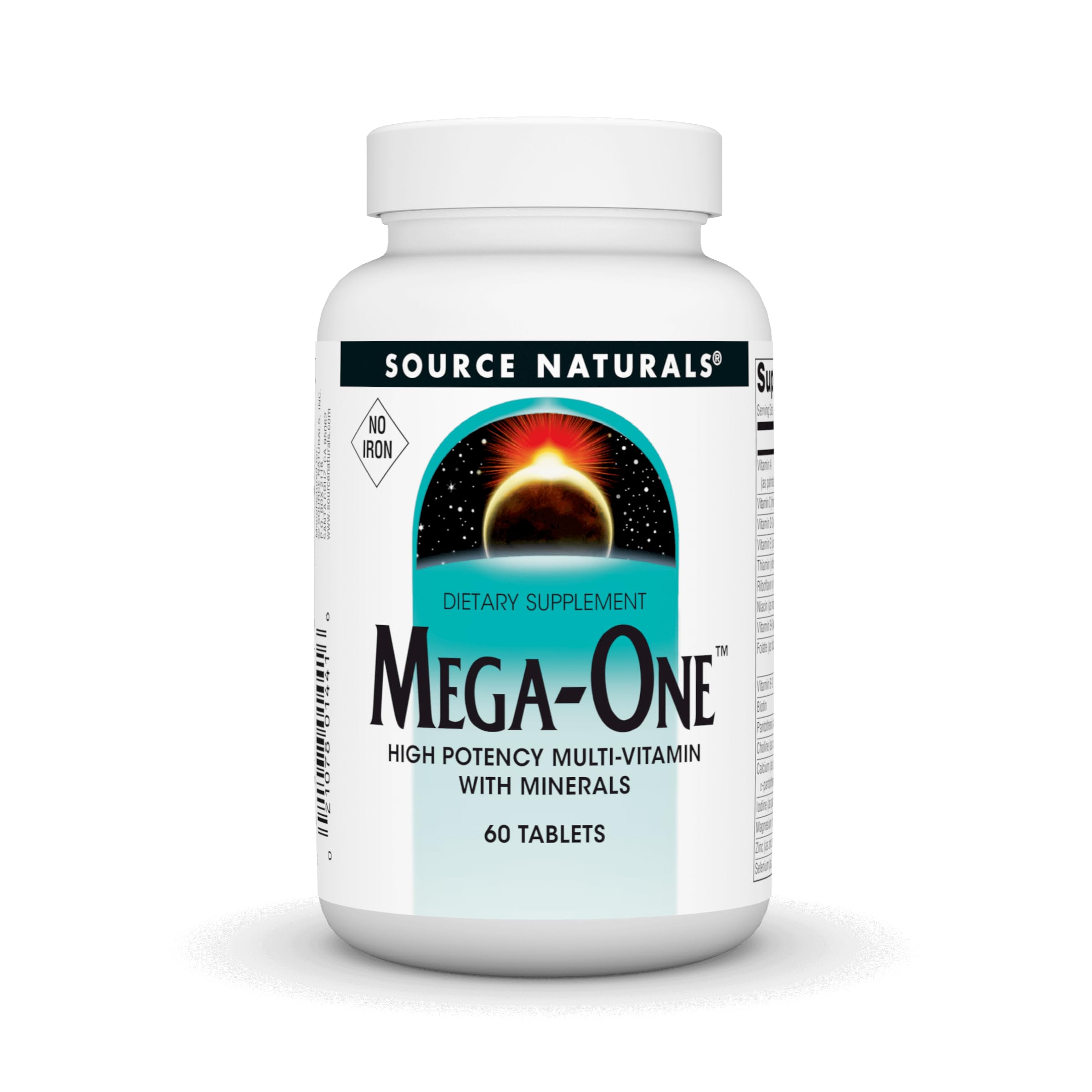 Source Naturals Mega-One Multivitamin No Iron Tablet - 60 Count | Daily Immune Support & Energy Boost for Adults