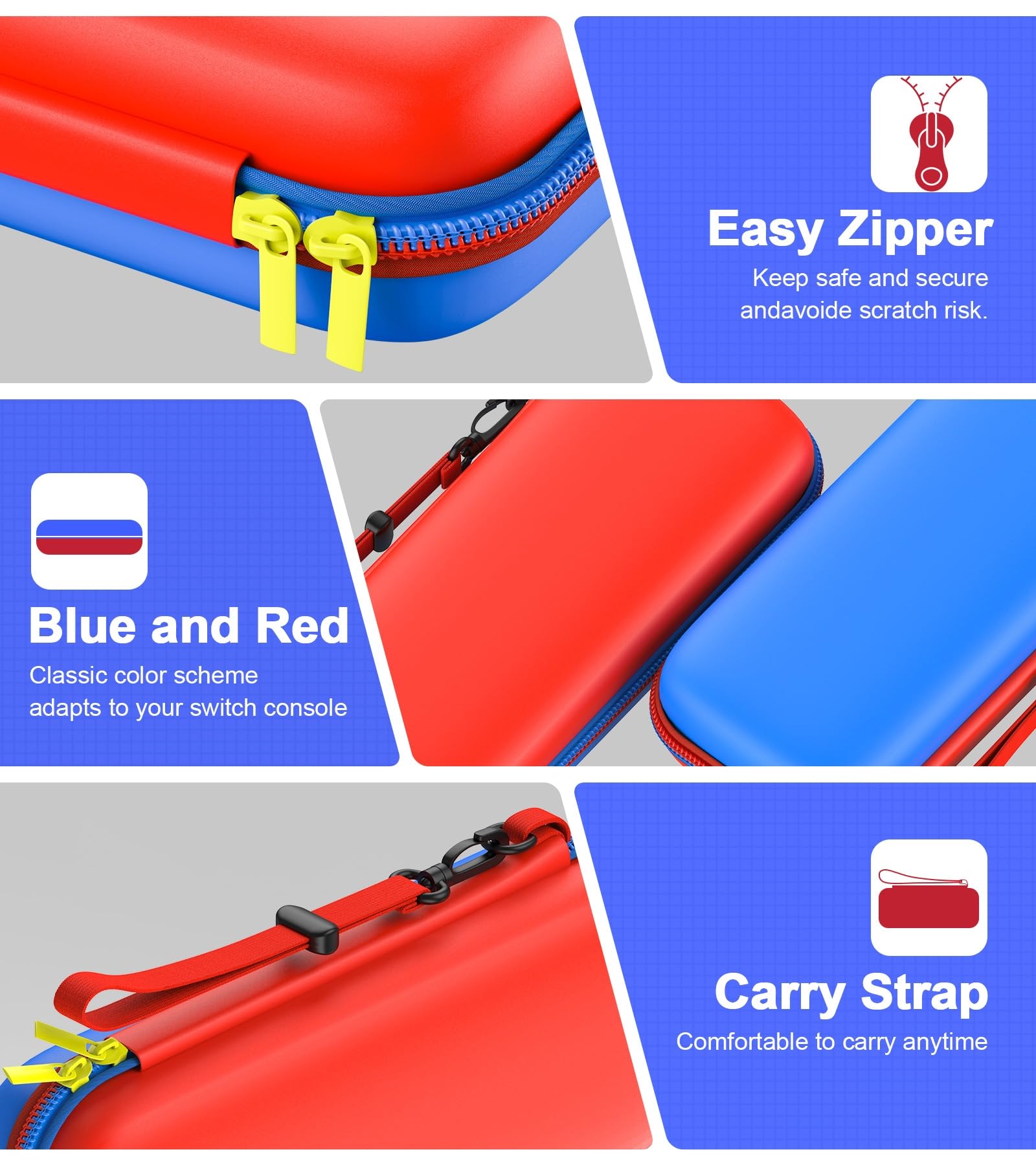 Durable Hard Shell Carrying Case for Nintendo Switch & Switch OLED - Protective Travel Case with Storage for Console, Joy-Cons & Accessories | Perfect for Gaming on the Go, Travel Protection, Home Storage