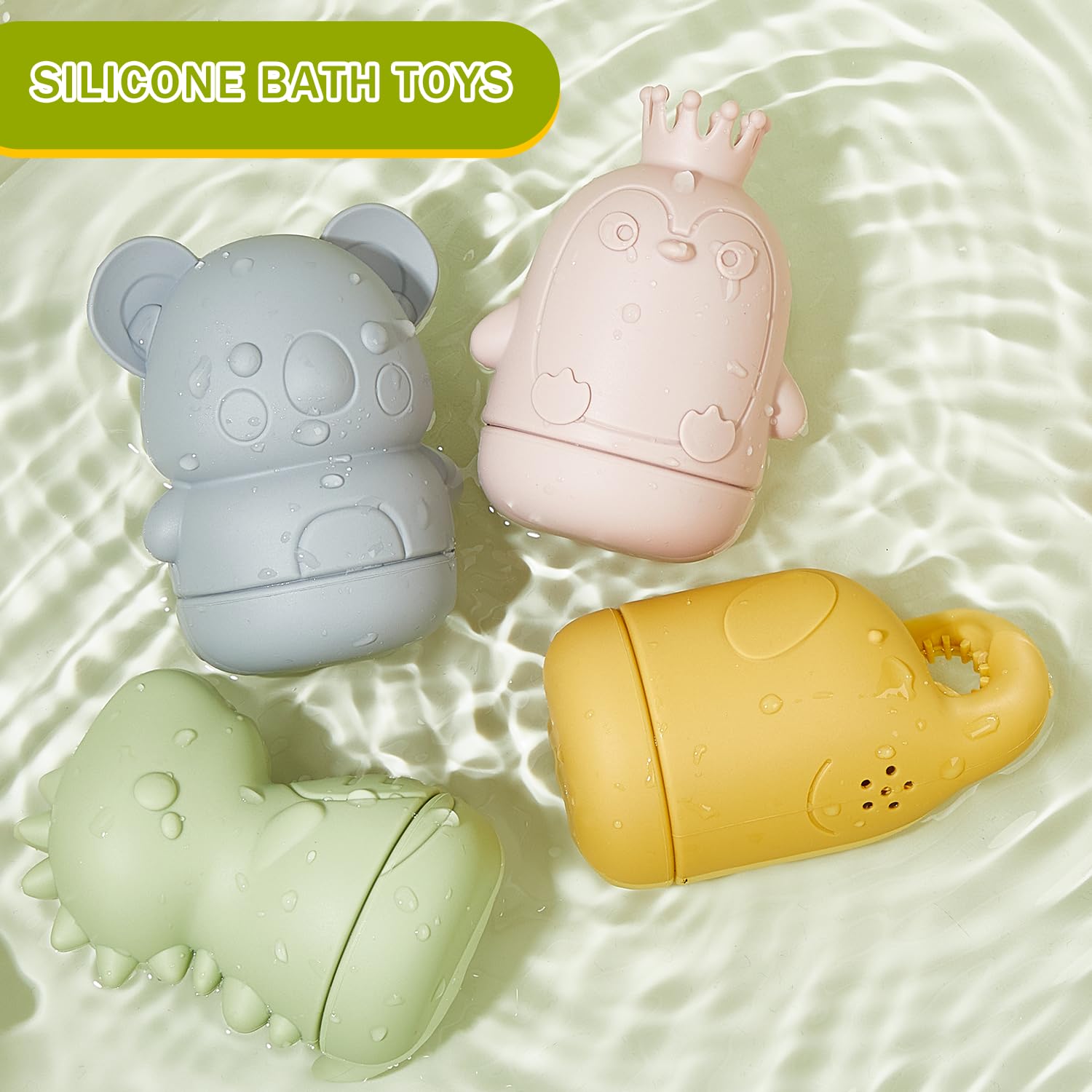 Mold-Free Baby Bath Toys Set - 9PCS Floating Boats & Squeeze Toys for Infants 6-12 Months & Toddlers 1-3 Years | Non-Toxic Silicone Bathtub, Pool & Water Table Play Set | Sensory Bath Toys with Safe Stacking Boats for Learning & Fun | Perfect for Bath Time, Pool Parties & Early Childhood Development