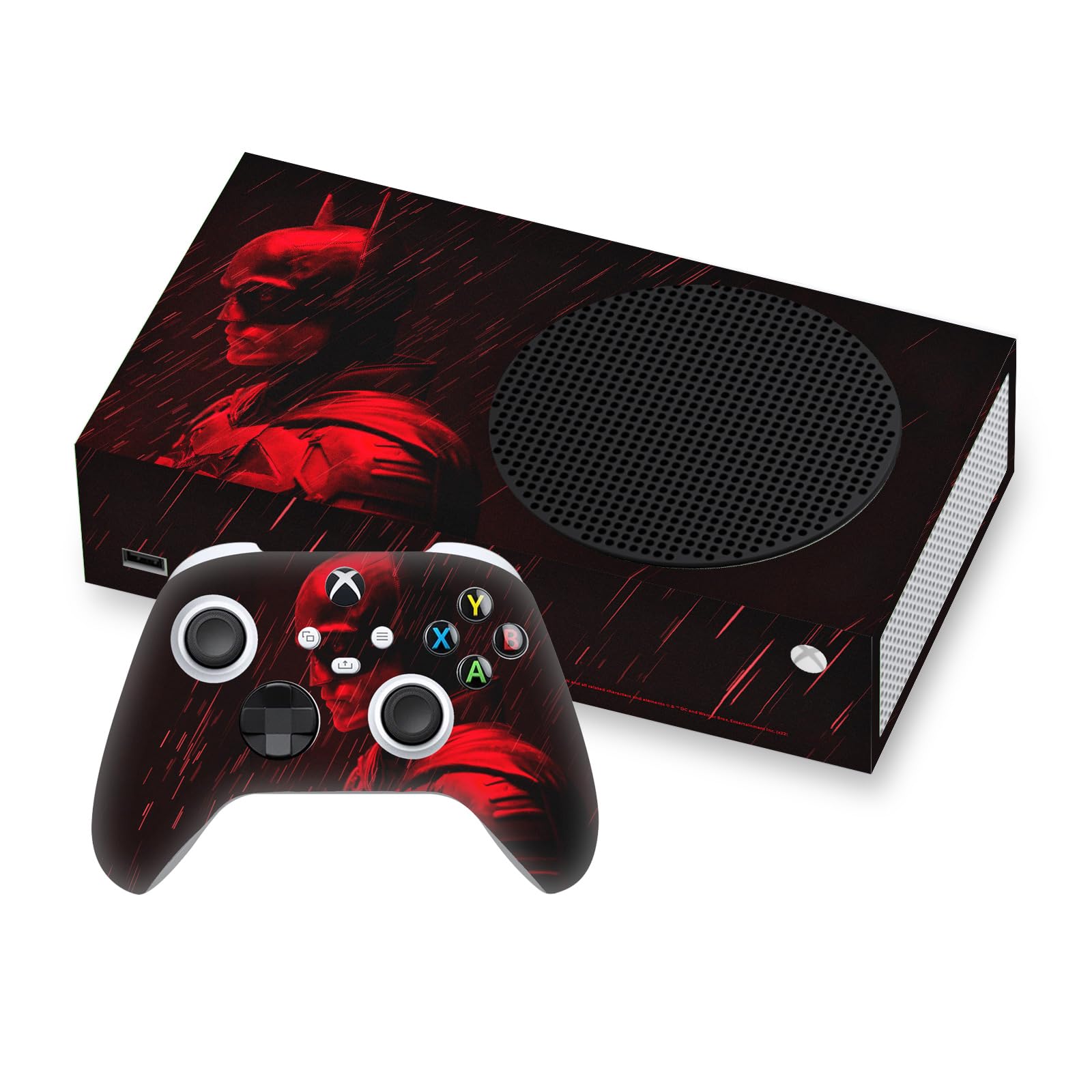 Official Licensed The Batman Neo-Noir Rain & Posters Vinyl Skin Sticker - Compatible with Xbox Series S Console & Controller Bundle - Perfect for Gaming Setups & Collector Displays
