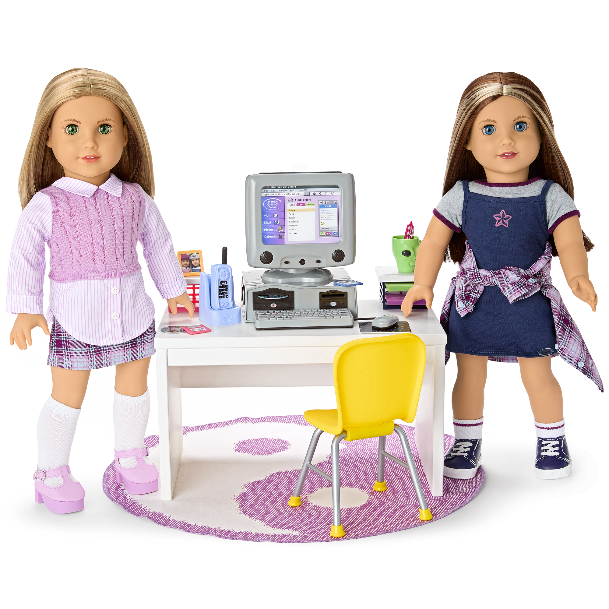 Isabel & Nicki Computer & Desk Set for 18 Inch Dolls - Perfect for American Girl Dolls & Historical Character Play - Ideal for Pretend Office, School & Tea Party Scenes