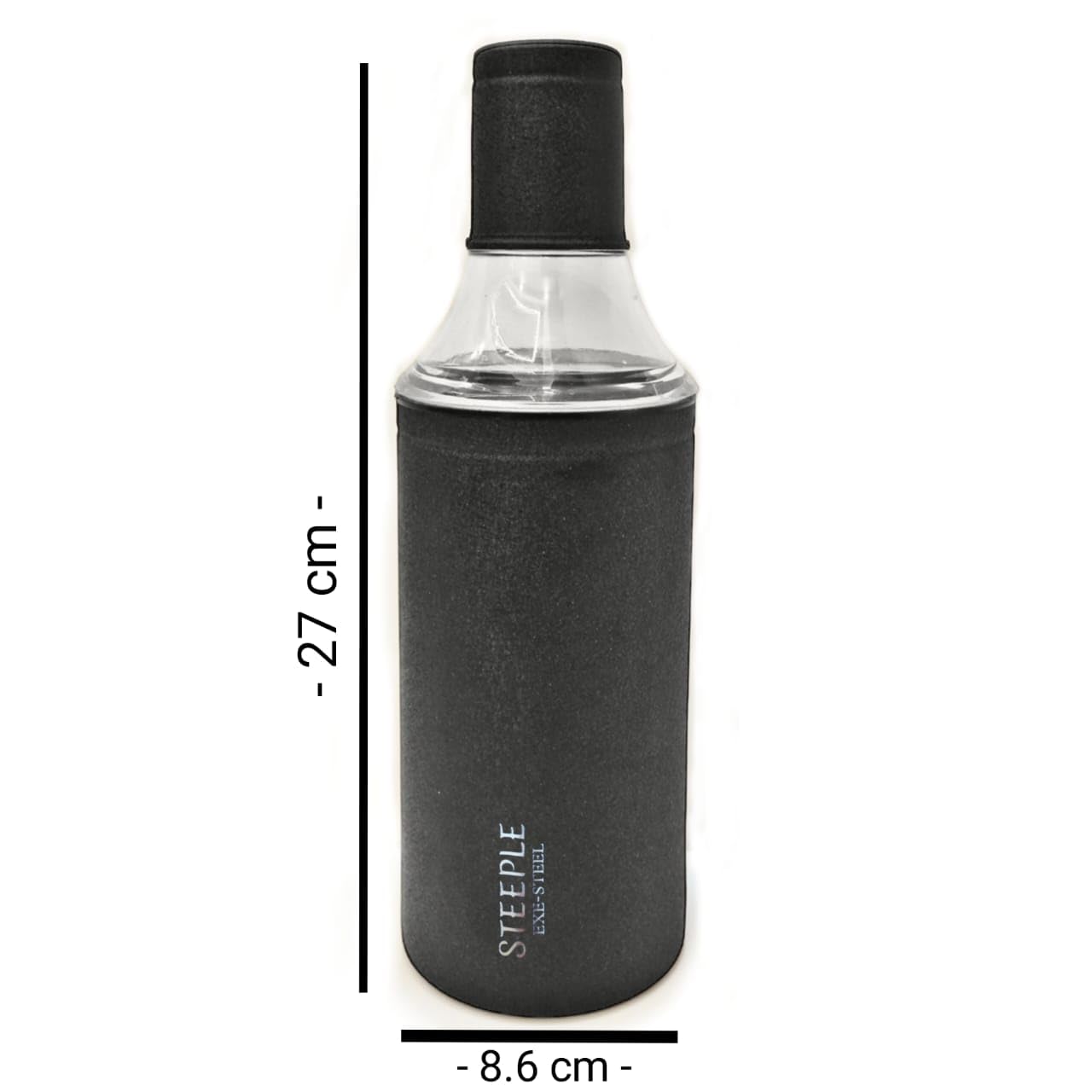 STEEPLE 1 Liter Oil Dispenser - Stainless Steel Oil Bottle with Spout for Cooking, Frying & Baking | 1000ml Black Oil Container for Kitchen, Restaurant & Home Use