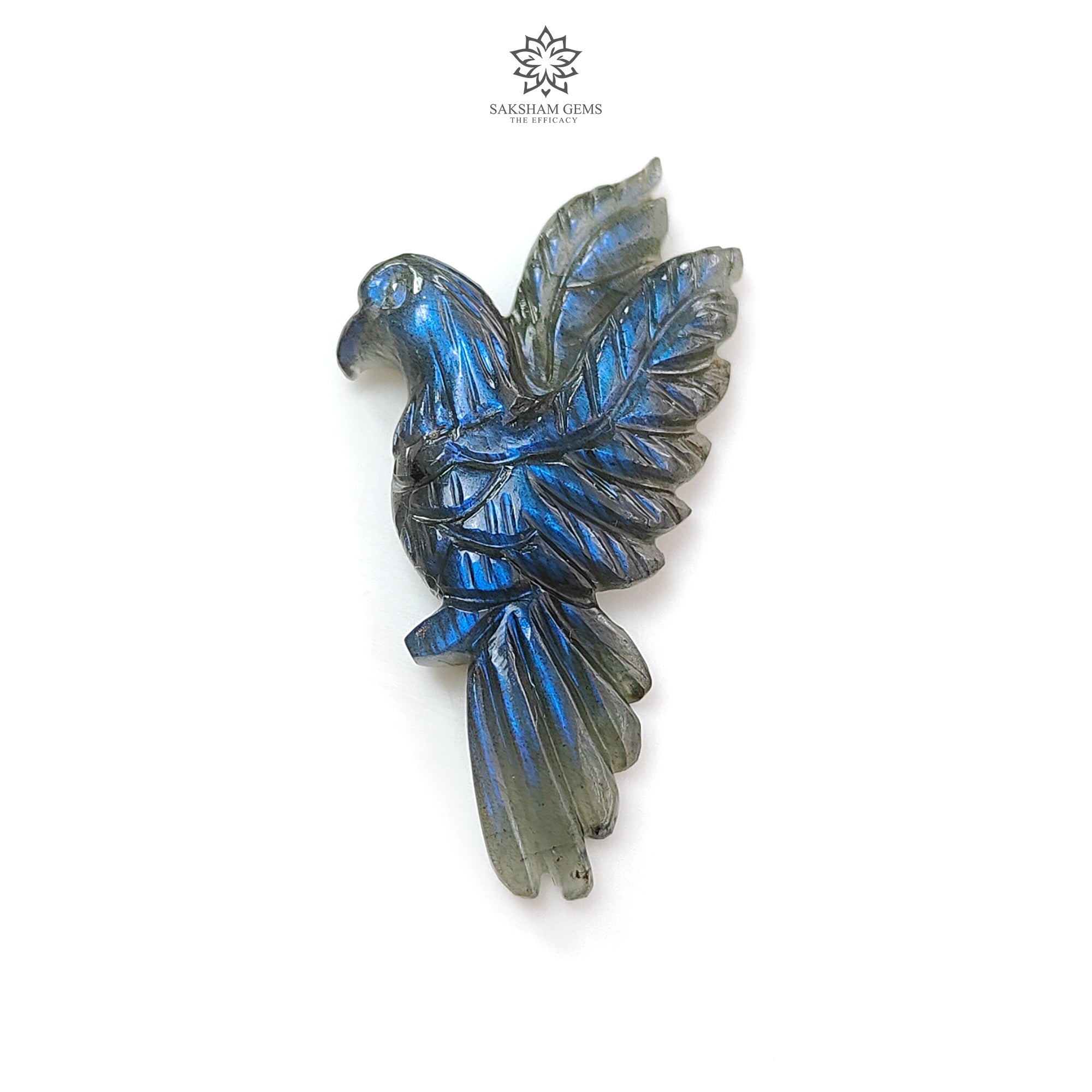 Natural Blue Labradorite Gemstone Carving - 19.40cts Untreated Hand-Carved Bird Pendant (37x22mm) for Jewelry Making, Necklace, Bracelet & Spiritual Healing | Unique Crystal Gift for Collectors & Energy Workers