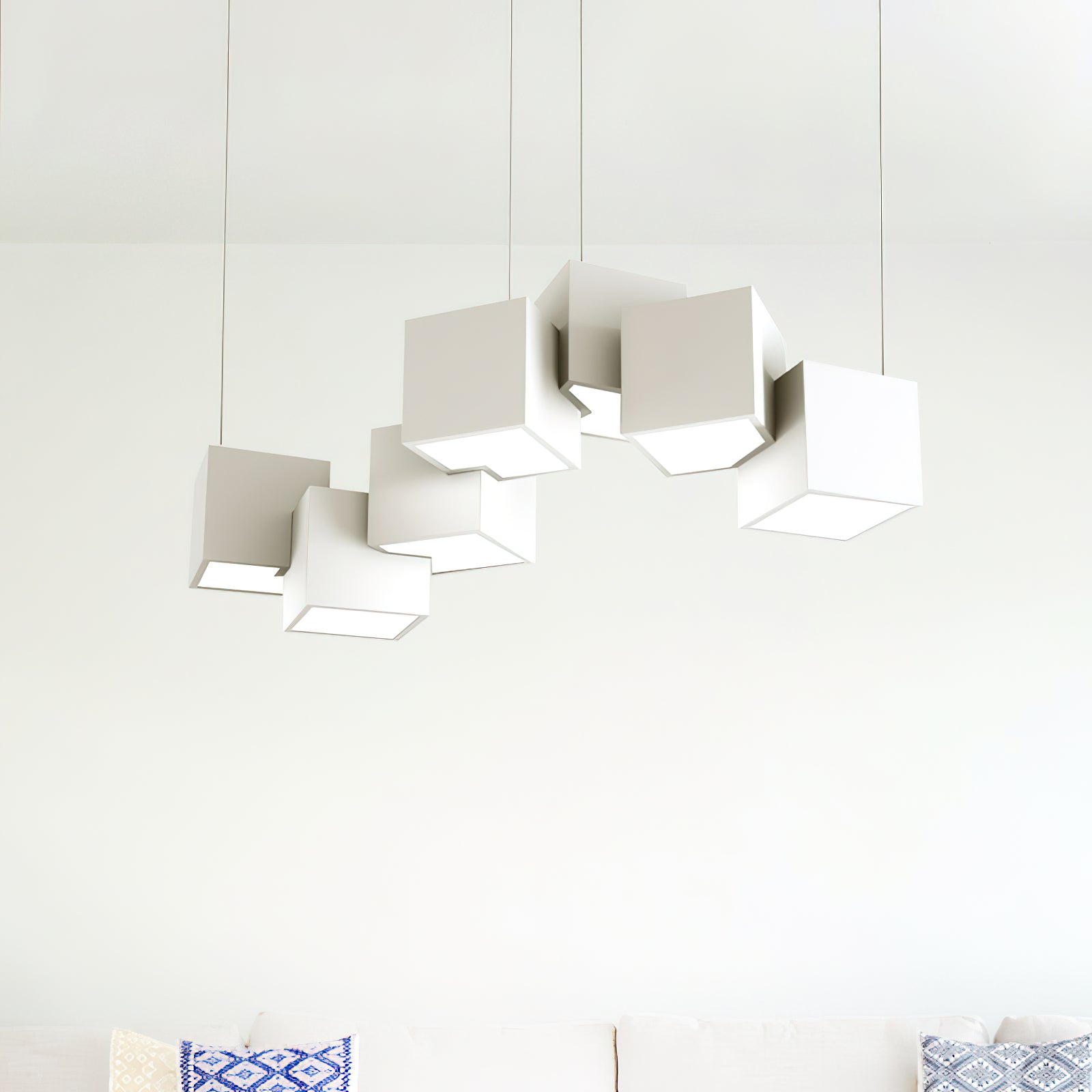 Stylish Mobile Rubik's Cube Chandelier - Modern LED Pendant Light for Bedroom, Living Room & Game Room Decor - Unique 3D Puzzle Lighting Fixture