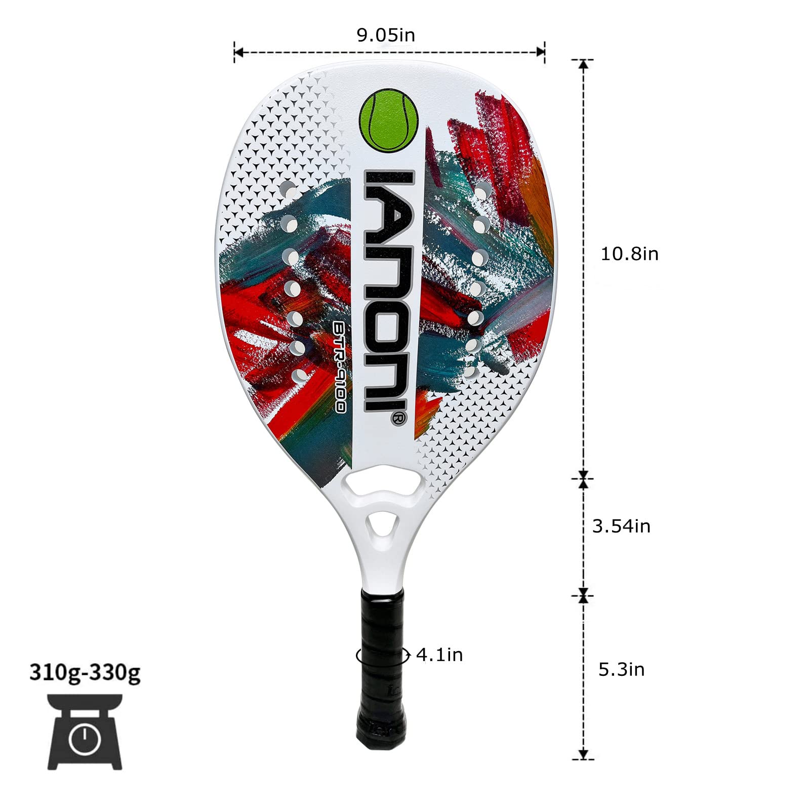 Premium Carbon Fiber Beach Tennis Paddle with EVA Memory Foam Core - Lightweight & Durable Racket for Outdoor Beach Sports, Backyard Games & Summer Activities