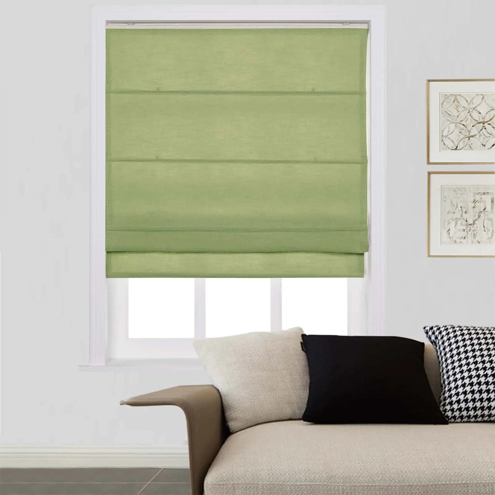 Linen Roman Shades with Loop Cord Lift - Elegant Window Treatment for Living Room, Bedroom & Home Decor
