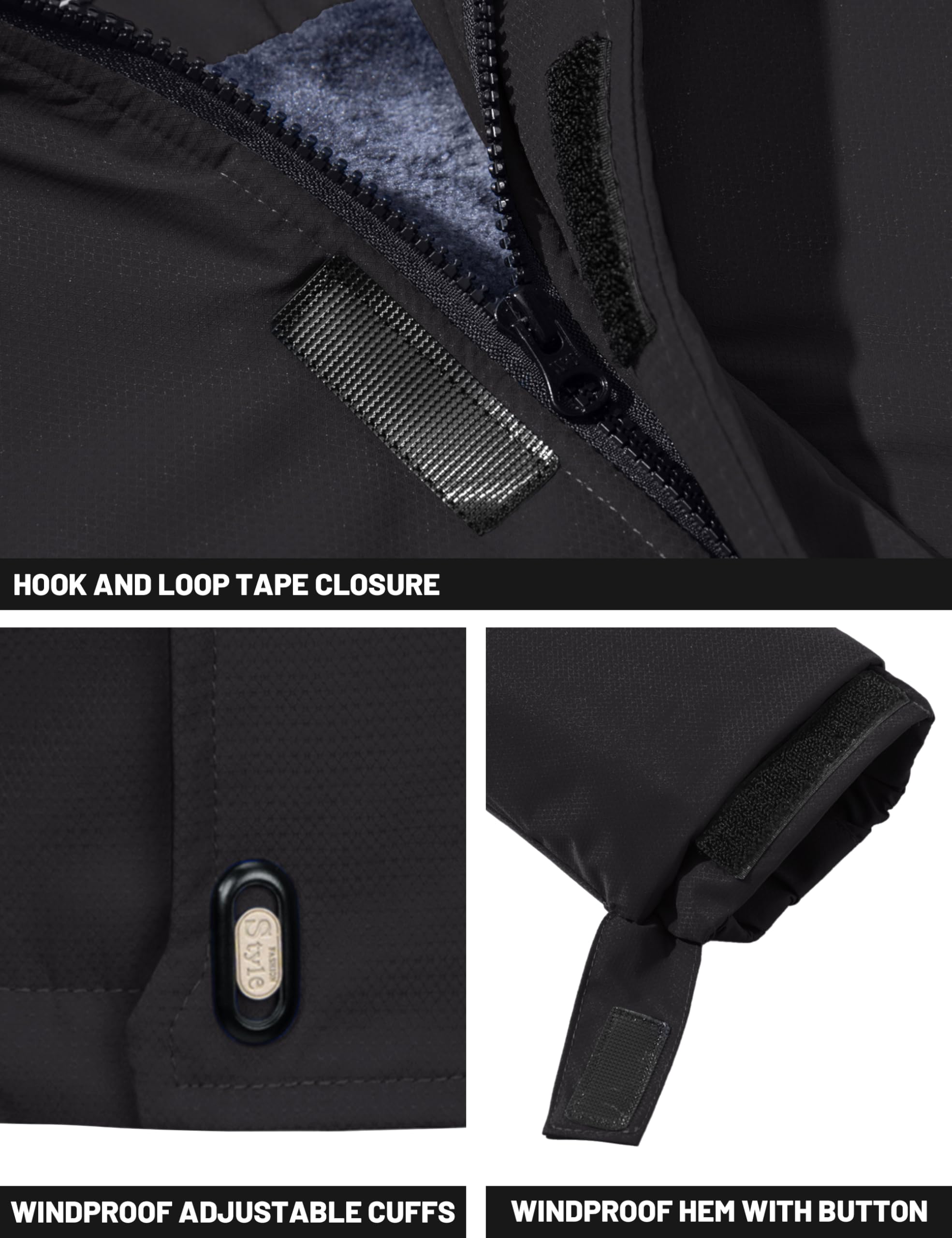 TACVASEN Men's Water-Resistant Fleece Winter Jacket - Military Tactical Snow Ski Coat with Hood for Outdoor Hiking, Camping & Cold Weather Protection