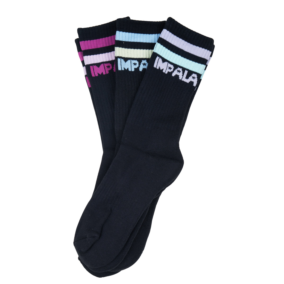 Impala Black Stripe Crew Socks (3 Pack) - Comfortable & Durable Athletic Socks for Running, Hiking & Everyday Wear