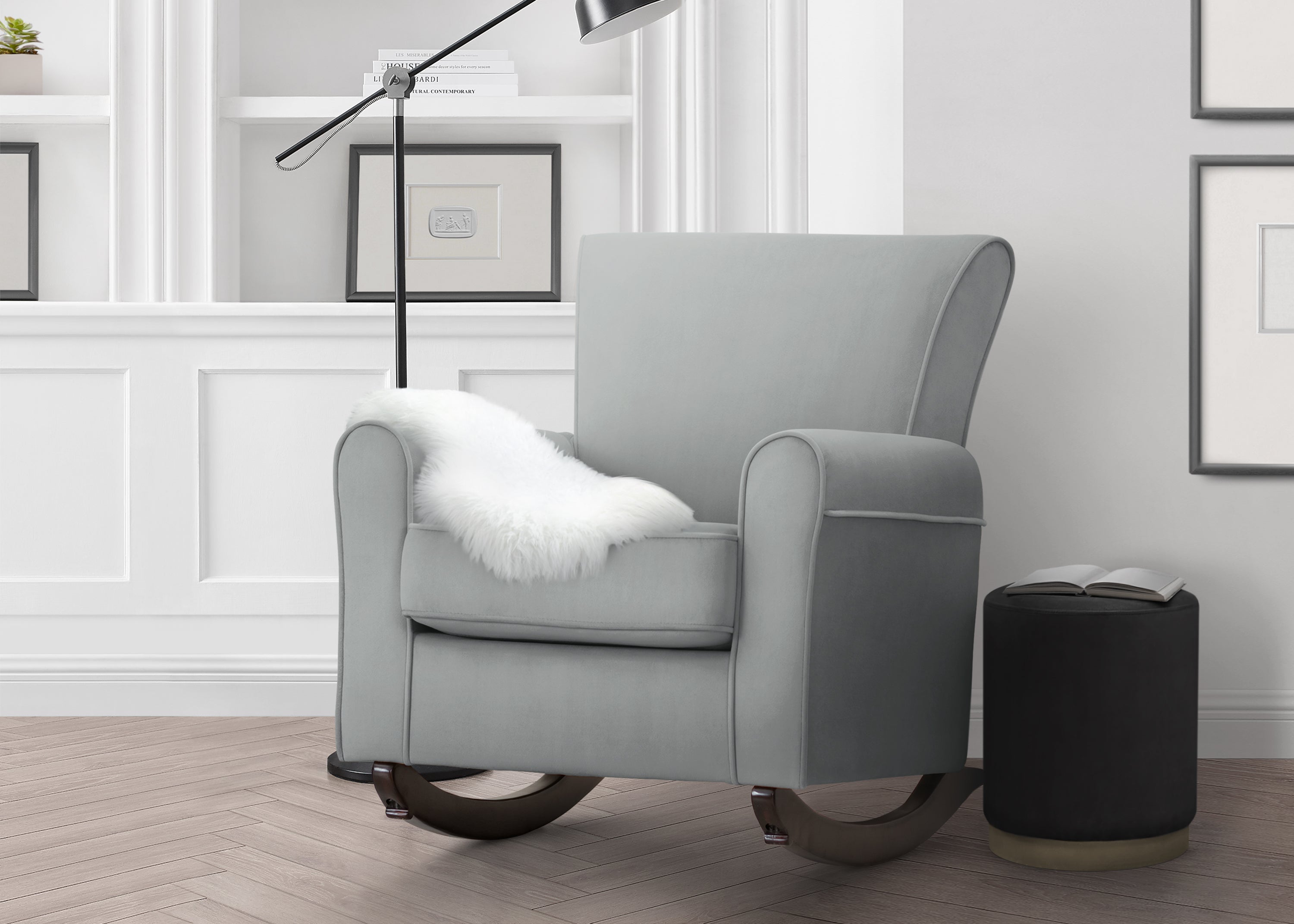 Premium Lancaster Rocking Chair with LiveSmart Fabric by Culp - Comfortable & Durable for Living Room, Nursery, or Porch Relaxation
