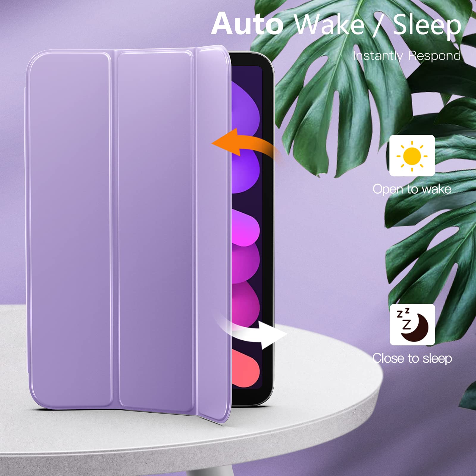 TiMOVO Magnetic Smart Folio Case for iPad Mini 7 (2024) & iPad Mini 6 (2021) - 8.3 Inch Trifold Stand Cover with Apple Pencil Pro Support | A17 Pro Compatible | Taro Purple | Perfect for Work, Study & Travel