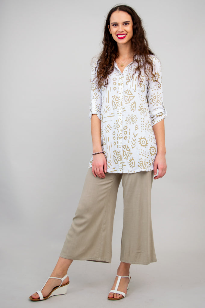 Celine Blouse for Women - Suna Linen Bamboo Shirt - Elegant Casual Wear for Office, Date Night & Summer Outfits