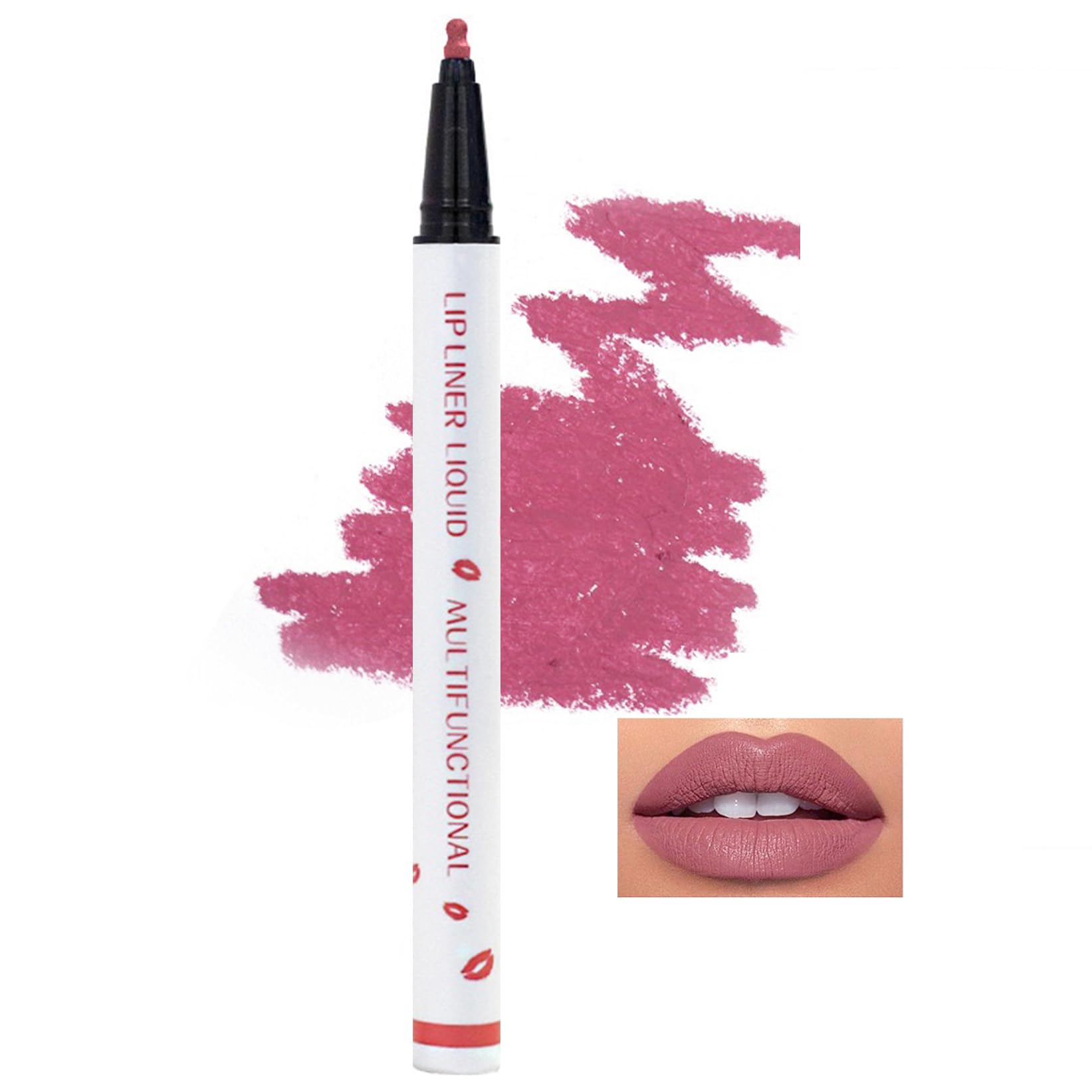 Waterproof Matte Liquid Lip Liner Pen - Long Lasting 2-in-1 Lip Stain Marker, Quick Drying Non-Smudge Lipstick (#07 Beige) | Perfect for Daily Makeup, Night Out & Special Occasions