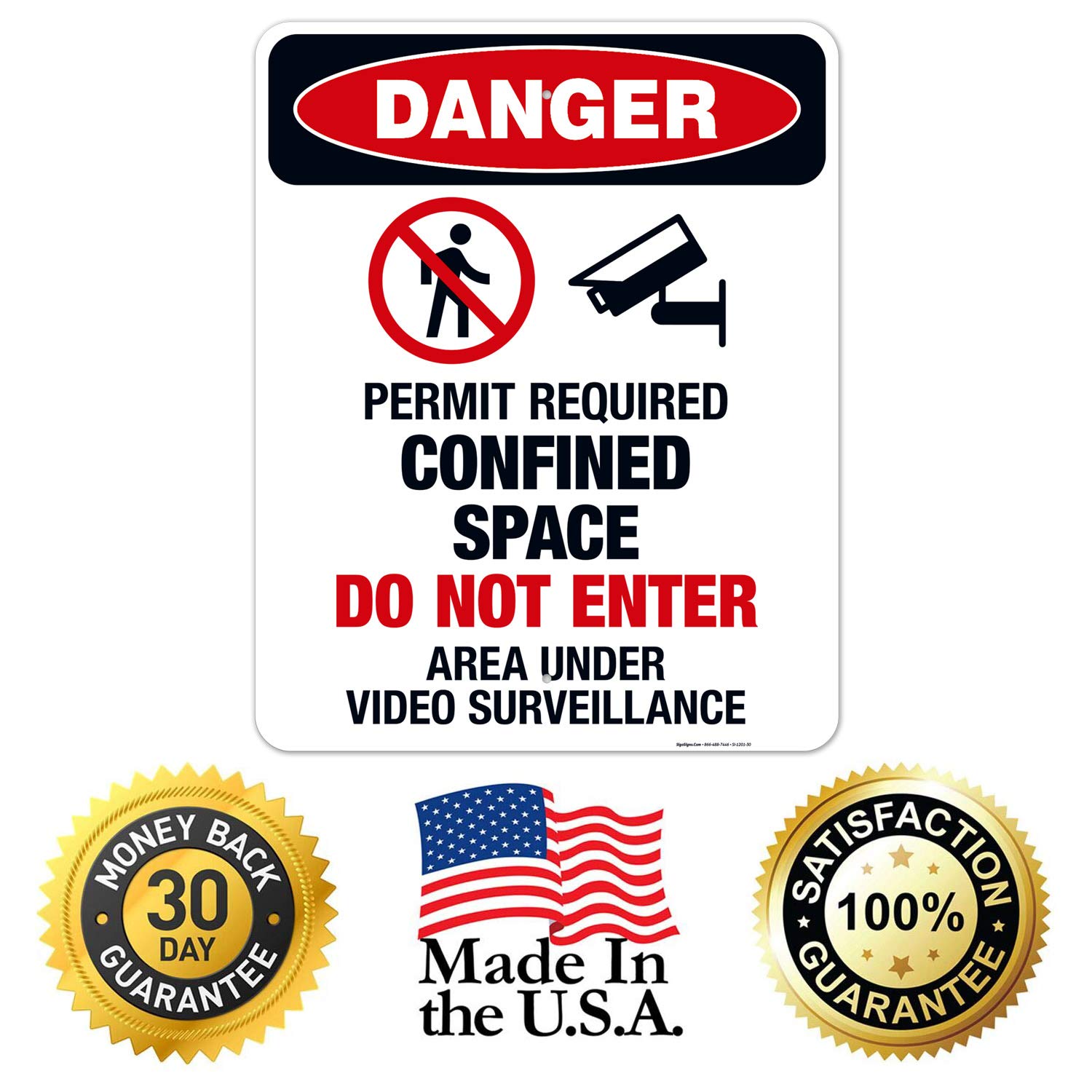 OSHA Danger Sign - Permit Required Confined Space Do Not Enter Warning Sign | 24x30 Inches Rust-Free .063 Aluminum | Fade Resistant for Indoor/Outdoor Use | Made in USA | Ideal for Construction Sites, Industrial Facilities & Hazardous Areas