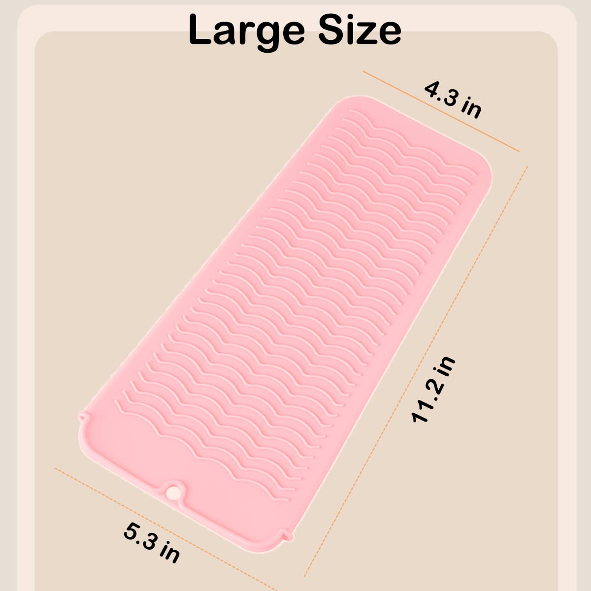 Heat Resistant Silicone Mat with Hanging Hole - 11x5 Inch Straightener Heat Protector Pad for Curling Iron, Flat Iron & Hair Styling Tools - Travel-Friendly Pink Mat & Pouch - Perfect for Home, Salon & On-the-Go Styling