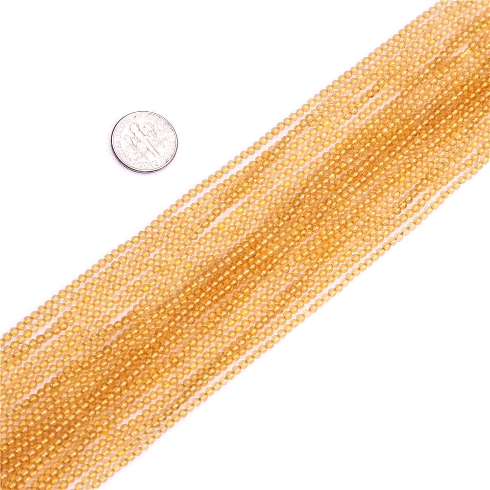 JOE FOREMAN 2mm Round Yellow Citrine Beads - 15