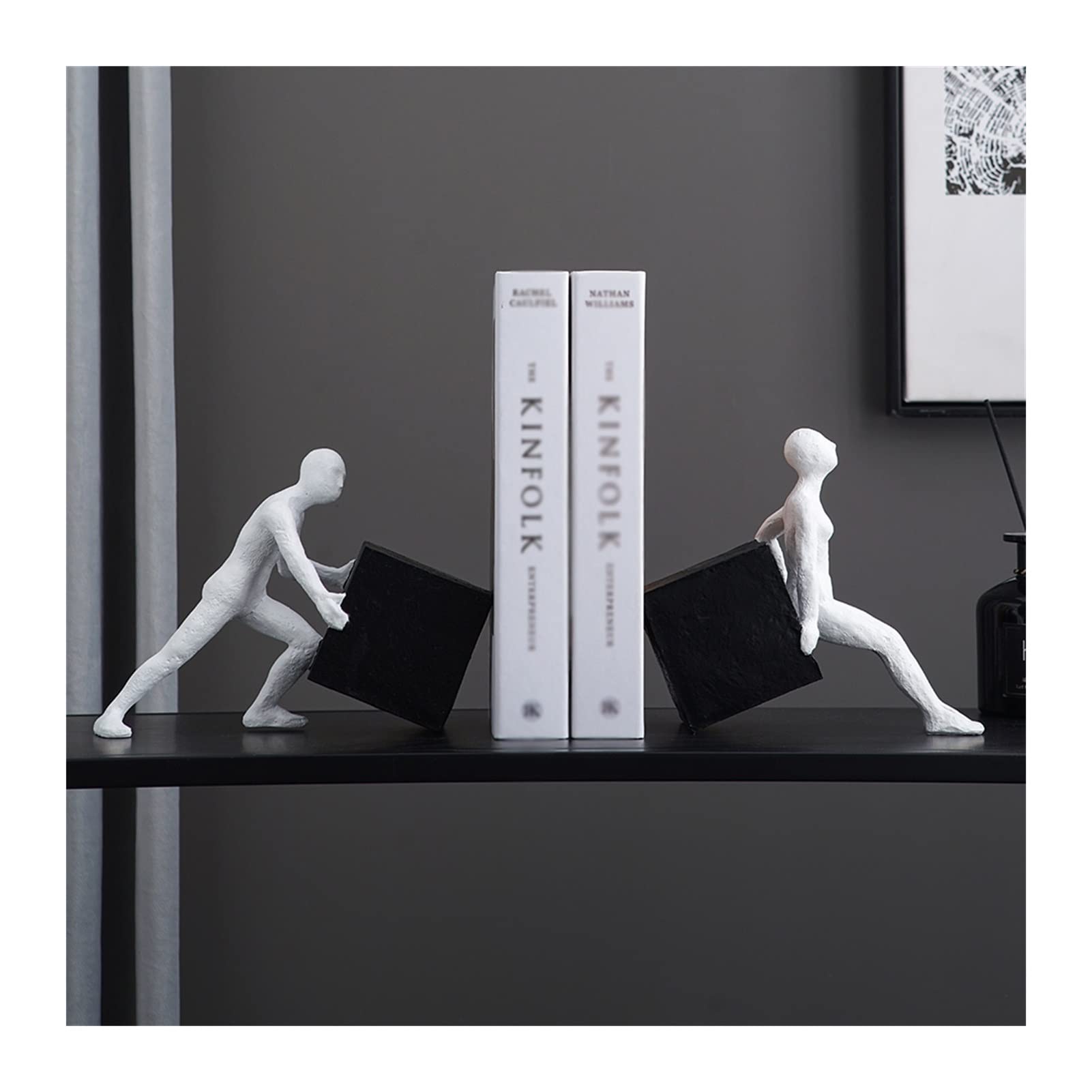 Modern Resin Bookends - Creative Sokoban Figurine Book Ends for Home & Office Decor, Perfect for Living Room, Bedroom, and Desktop Organization | Durable & Stylish Book Holder for Shelves, Desks, and Gift Giving