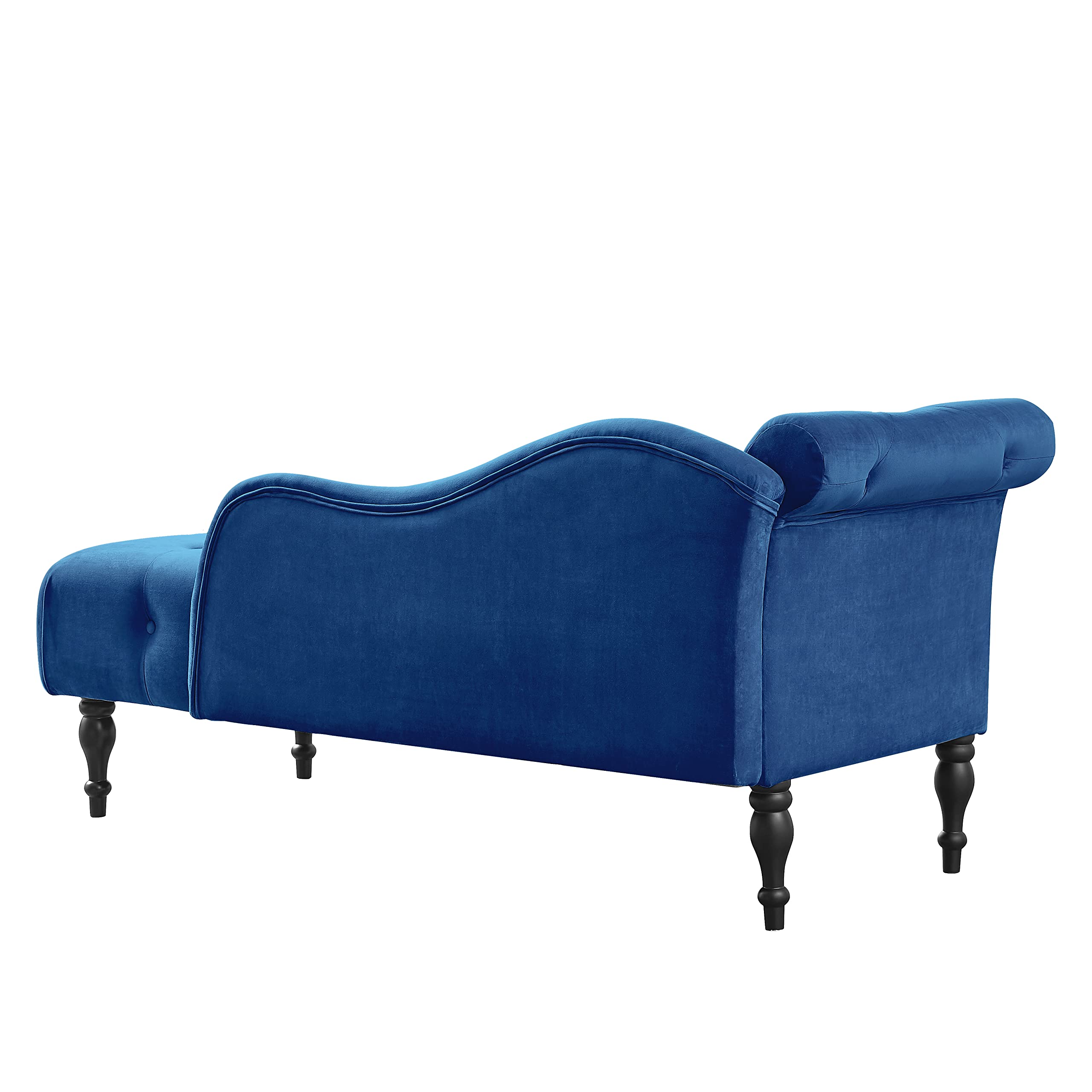 Tufted Velvet Chaise Lounge Chair - Modern Upholstered Living Room Furniture with Copper Nails & Solid Wood Legs, Includes Comfort Pillow (Blue) - Perfect for Living Rooms, Bedrooms & Home Offices