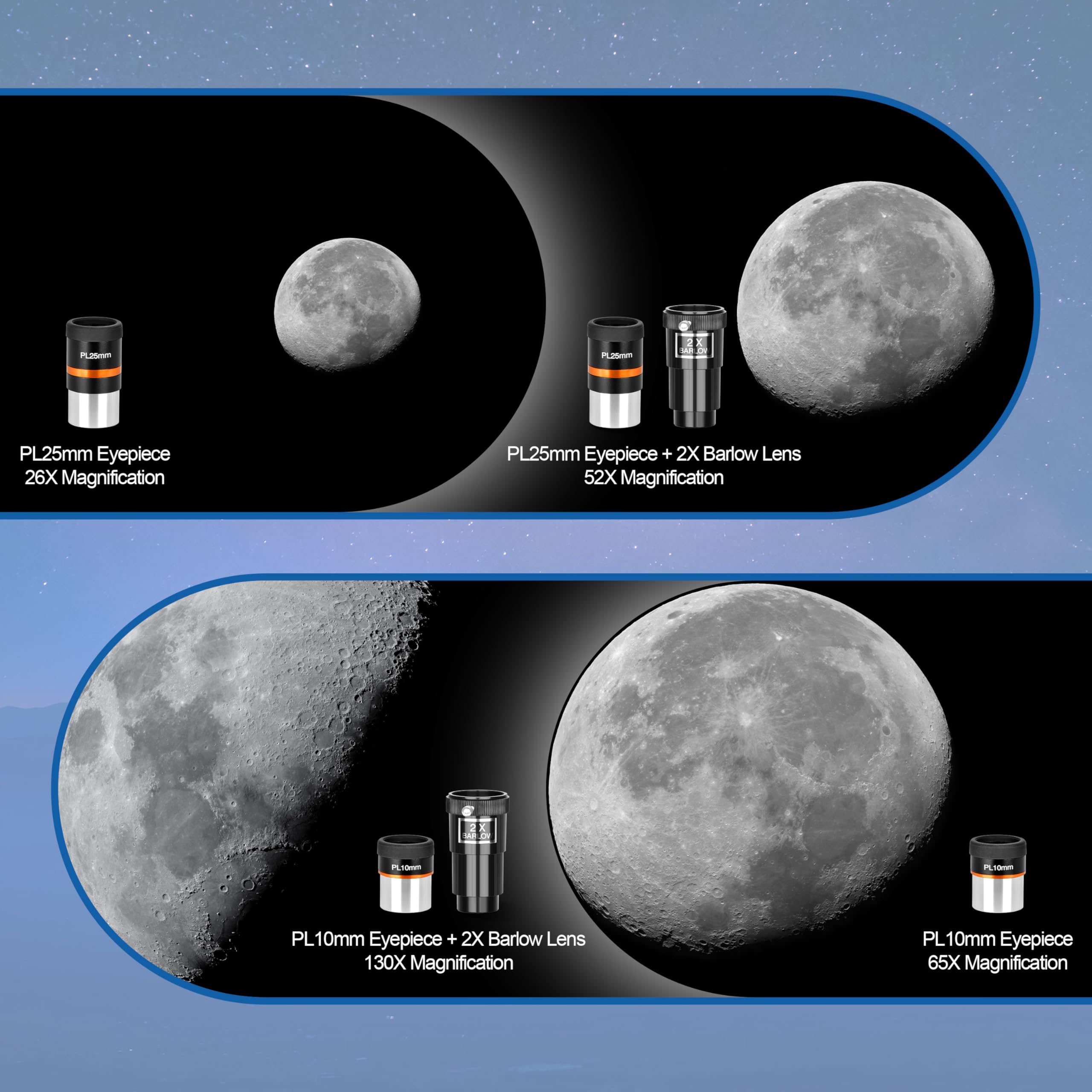 Professional 130EQ Newtonian Reflector Telescope for Adults & Astronomy Beginners - Includes 2 Plossl Eyepieces, Bluetooth Controller, Phone Adapter & Finderscope - Perfect for Stargazing, Moon Observation & Astrophotography