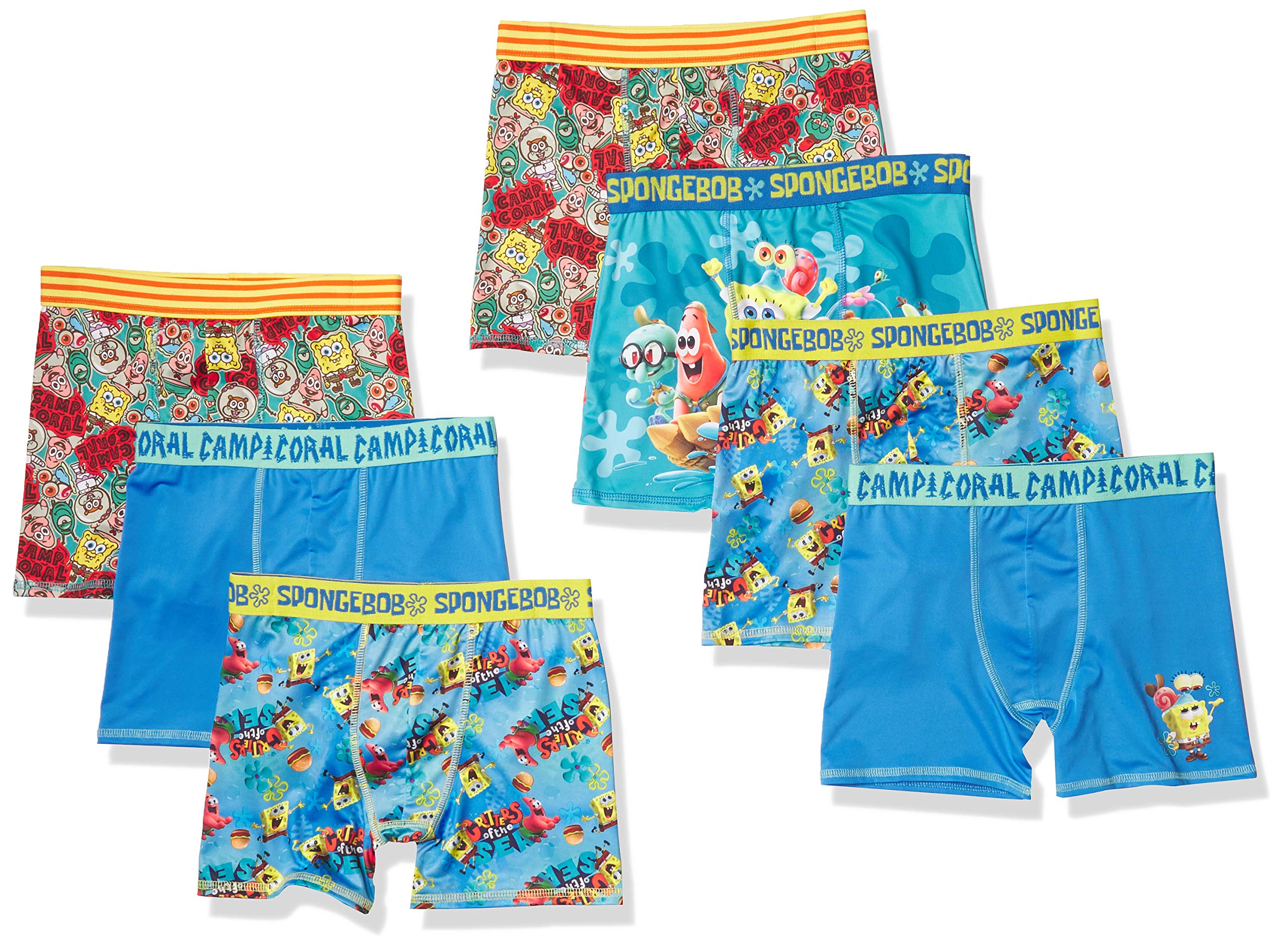 SpongeBob SquarePants Boys' Underwear Multipack - 5-Pack Cotton Briefs with Patrick & Squidward Designs (Sizes 4-12) | Amazon Exclusive | Soft & Comfortable for Everyday Wear, School & Playtime