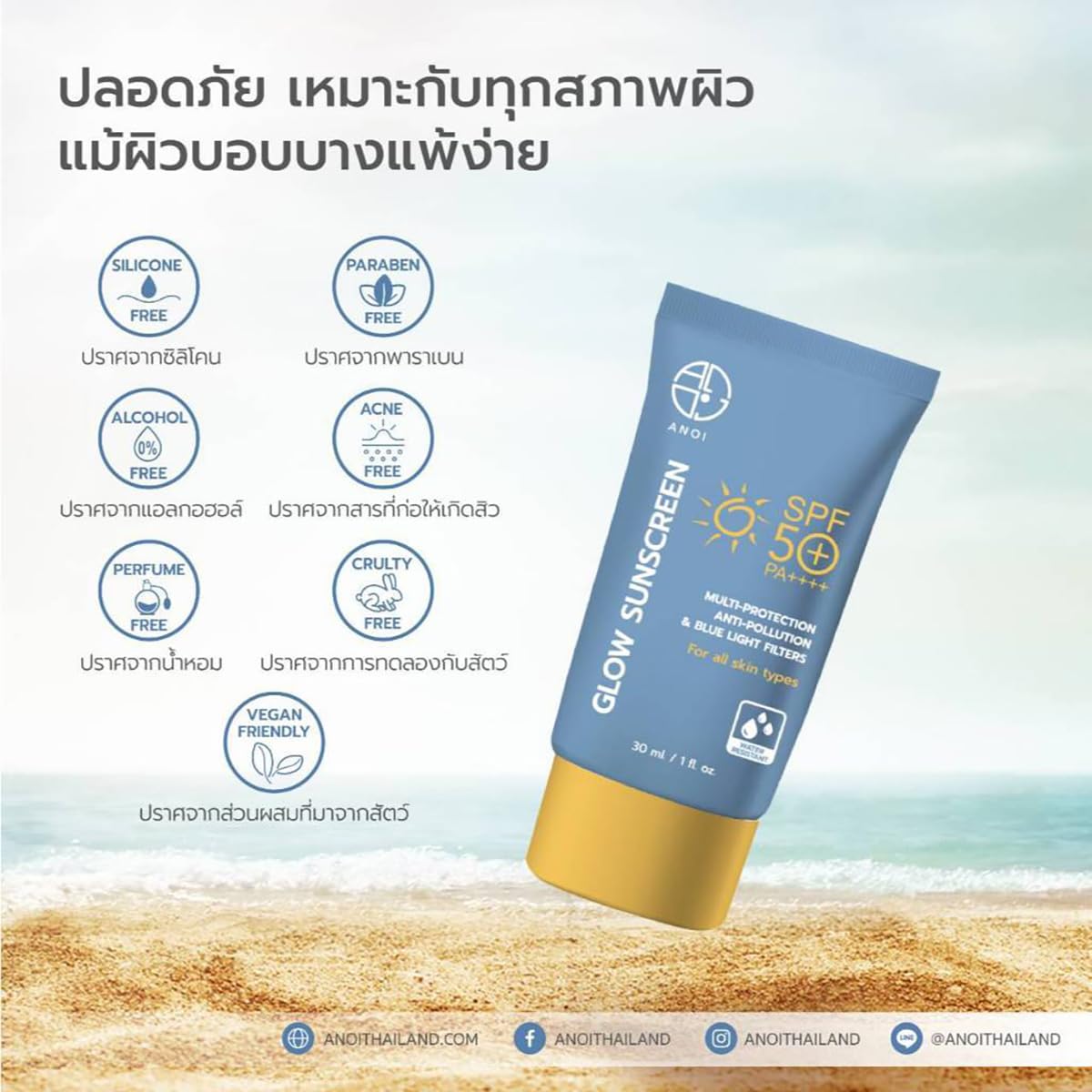 Anoiglow SPF50+ PA++++ Sunscreen 30ml/Box - Moisturizing & Nourishing for Smooth Skin - 8-Piece Set by Beautygoodshop | Perfect for Daily UV Protection & Travel Skincare