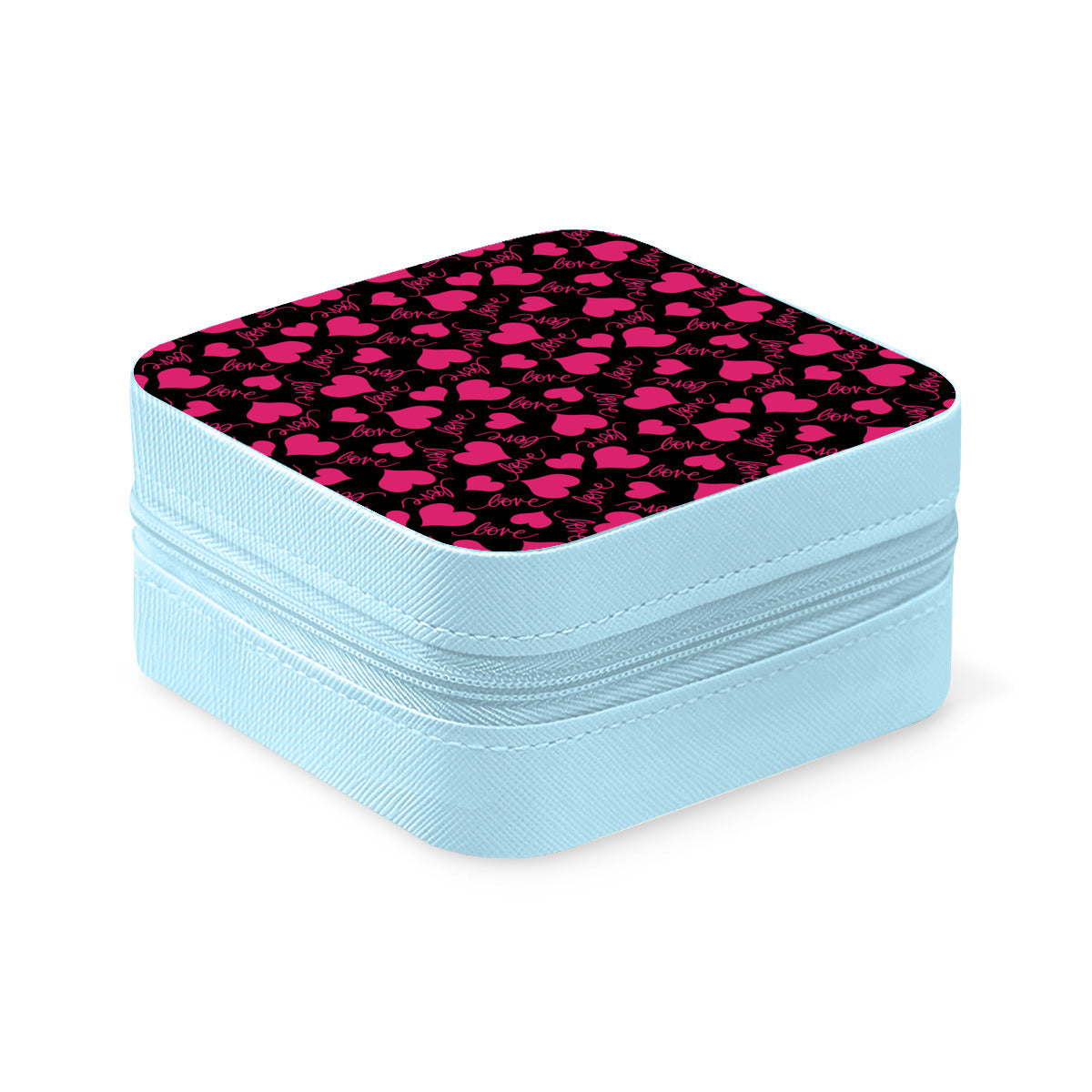 Pink Hearts Travel Jewelry Box - Portable Organizer for Necklaces, Rings & Earrings | Perfect for Vacation, Business Trips & Gifts