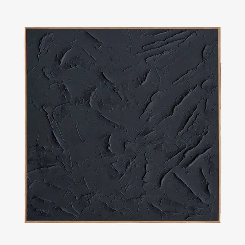 Black Minimalist Textured Painting Canvas - Square Wall Art Decor #MZ001 | Modern Home & Office Decor, Living Room, Bedroom Aesthetic