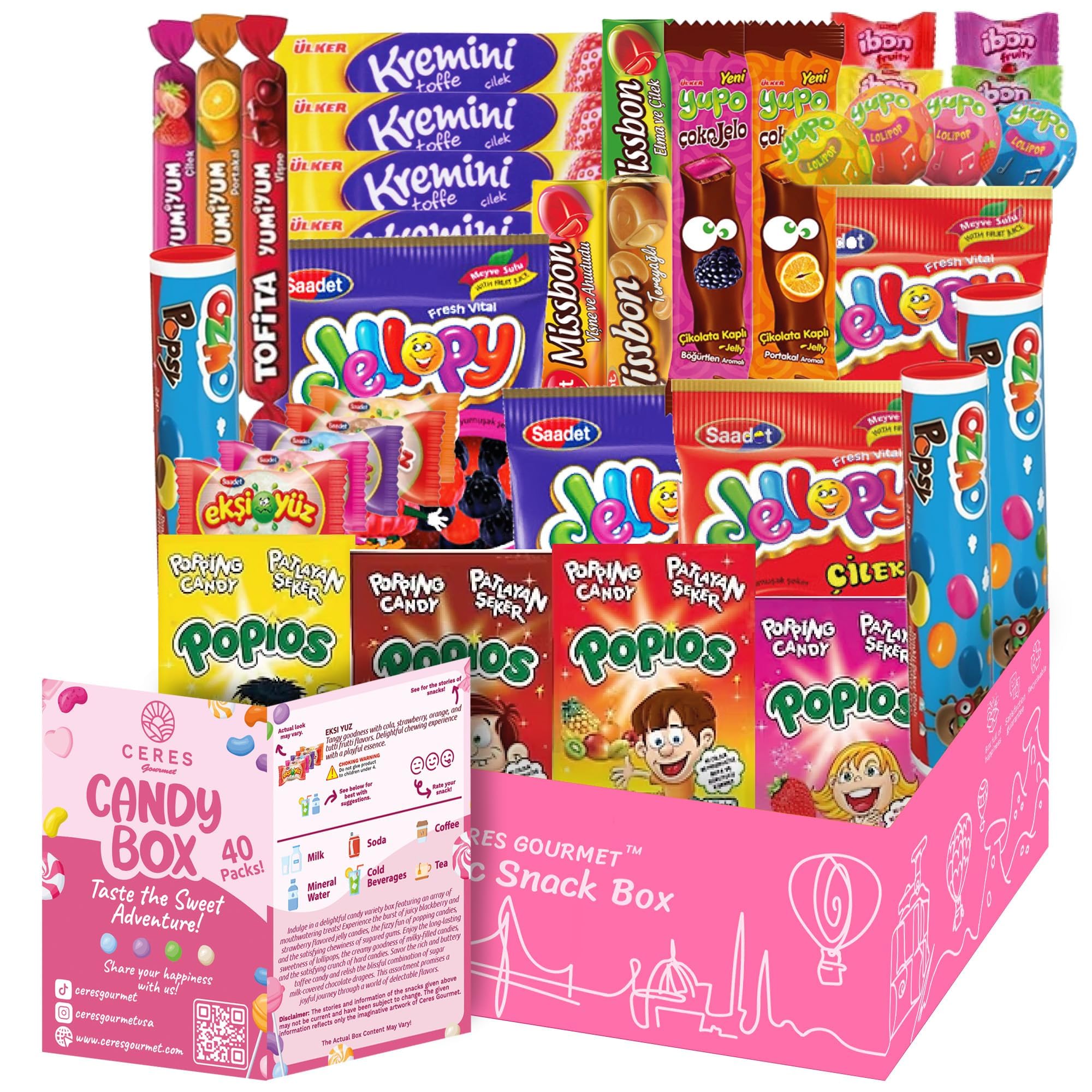 Global Candy Box - 40 Pcs Unique International Mystery Candy Gift Box | Rare & Exotic Snacks from Around the World | Perfect for Halloween Treats, Birthday Gifts & Party Favors