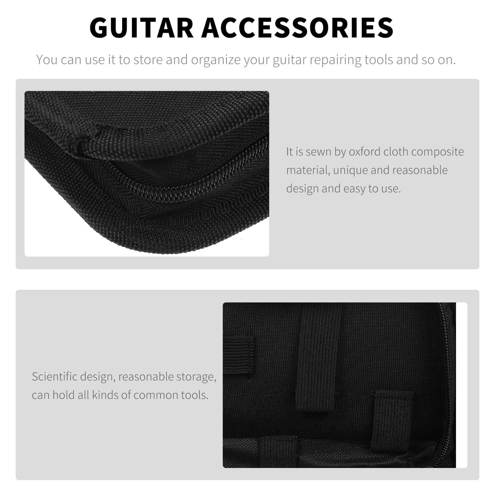 Foldable Guitar Accessory Organizer Bag - Black Storage Case for Picks, Strap, Capo & Strings | Easy Access Pockets | Perfect for Travel, Practice & Gig Storage