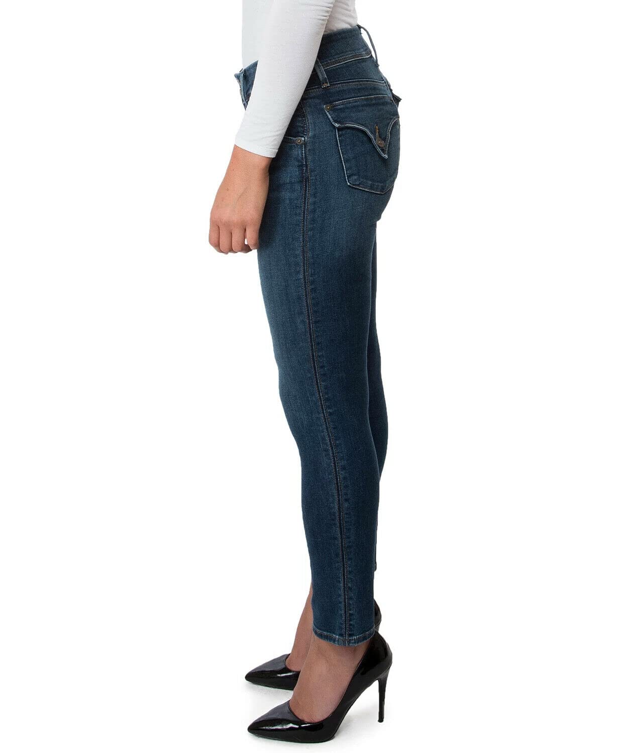 HUDSON Women’s Collin Skinny Ankle Jeans - High Waist Stretch Denim Pants in Bastille Blue Size 24 | Perfect for Casual Wear, Office & Night Out