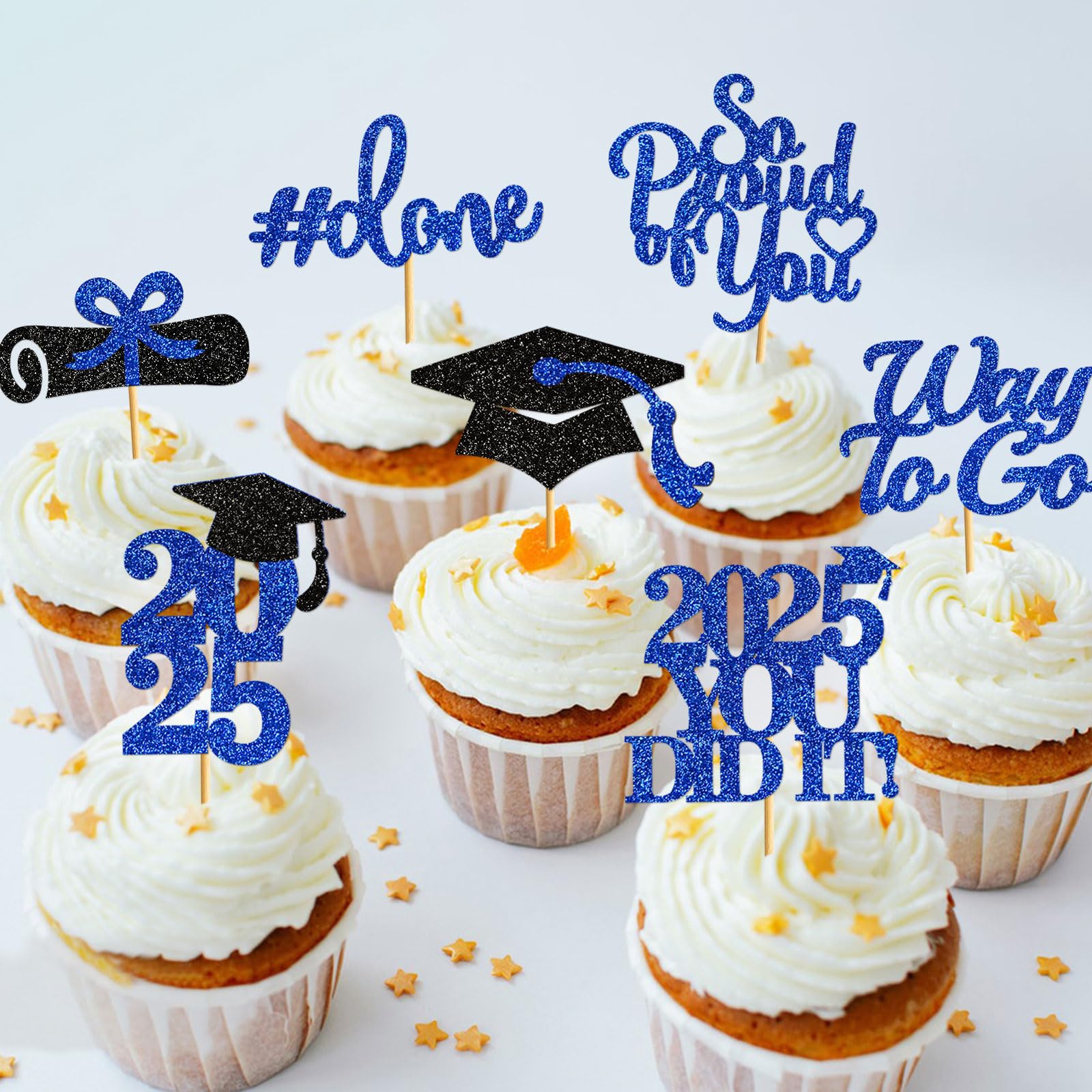 40Pcs Graduation Cupcake Toppers 2025 - Class of 2025 Lawyer Theme - Gold & Black Graduation Party Decorations - Perfect for Graduation Cakes, Desserts, and Celebration Parties