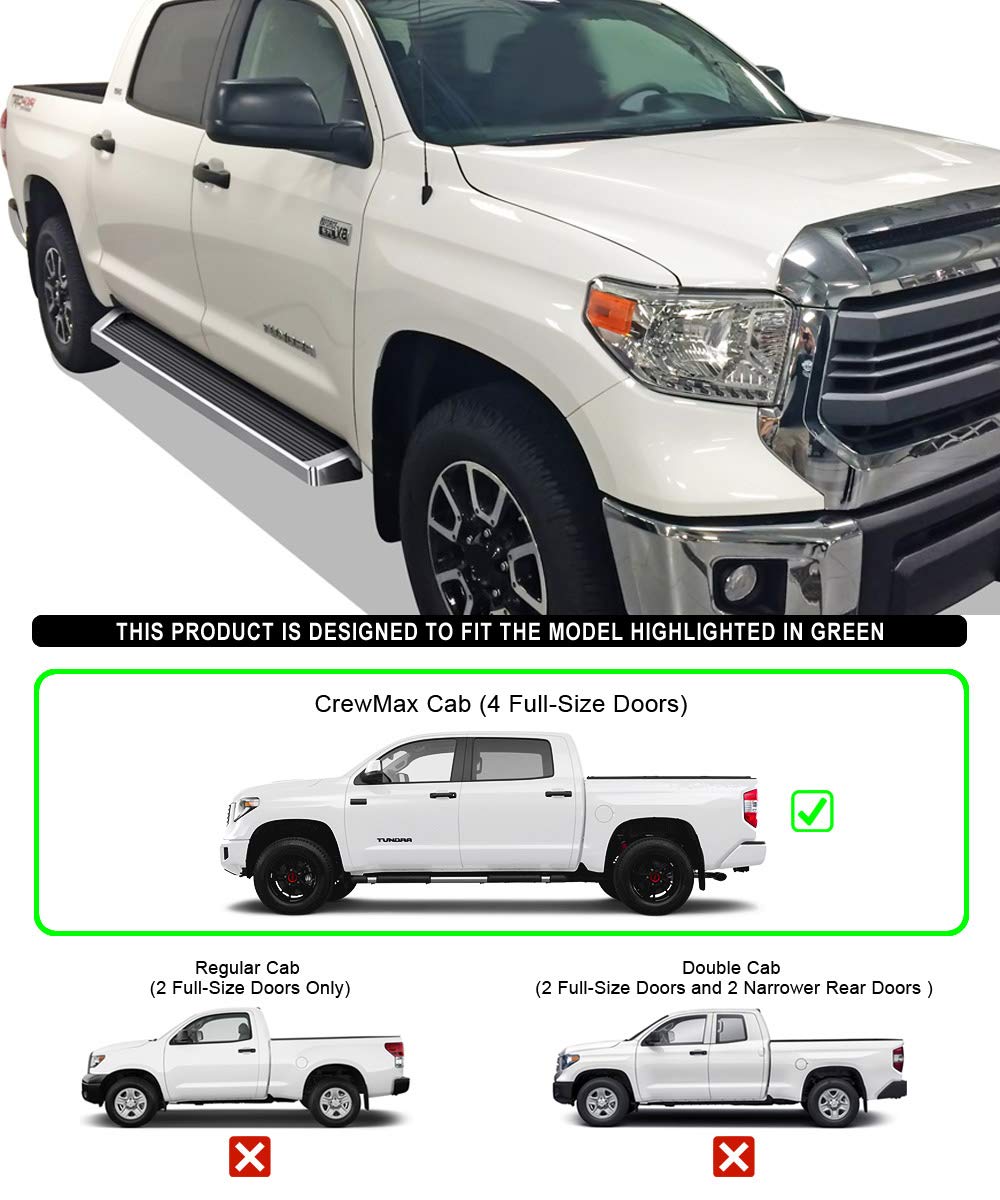 APS Running Boards for Toyota Tundra 2007-2021 CrewMax | Nerf Bars Side Steps with Anti-Slip Surface | Perfect for Off-Roading & Daily Use