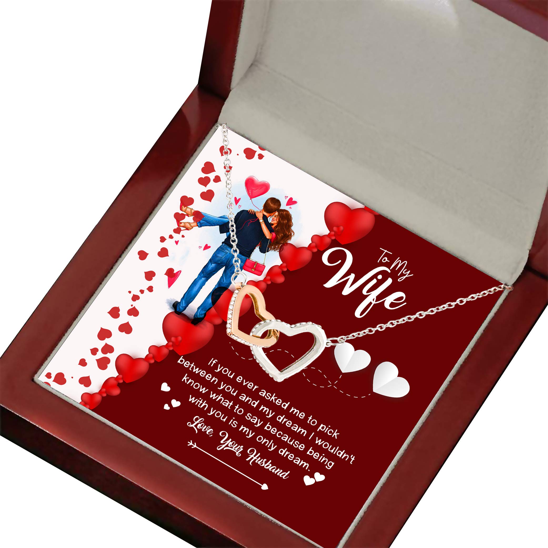Interlocking Heart Pendant Necklace for Women - Gold & Silver Couple Jewelry Gift for Wife - Birthday, Christmas, Valentine's Day Present - Perfect for Anniversaries, Date Nights, and Romantic Occasions