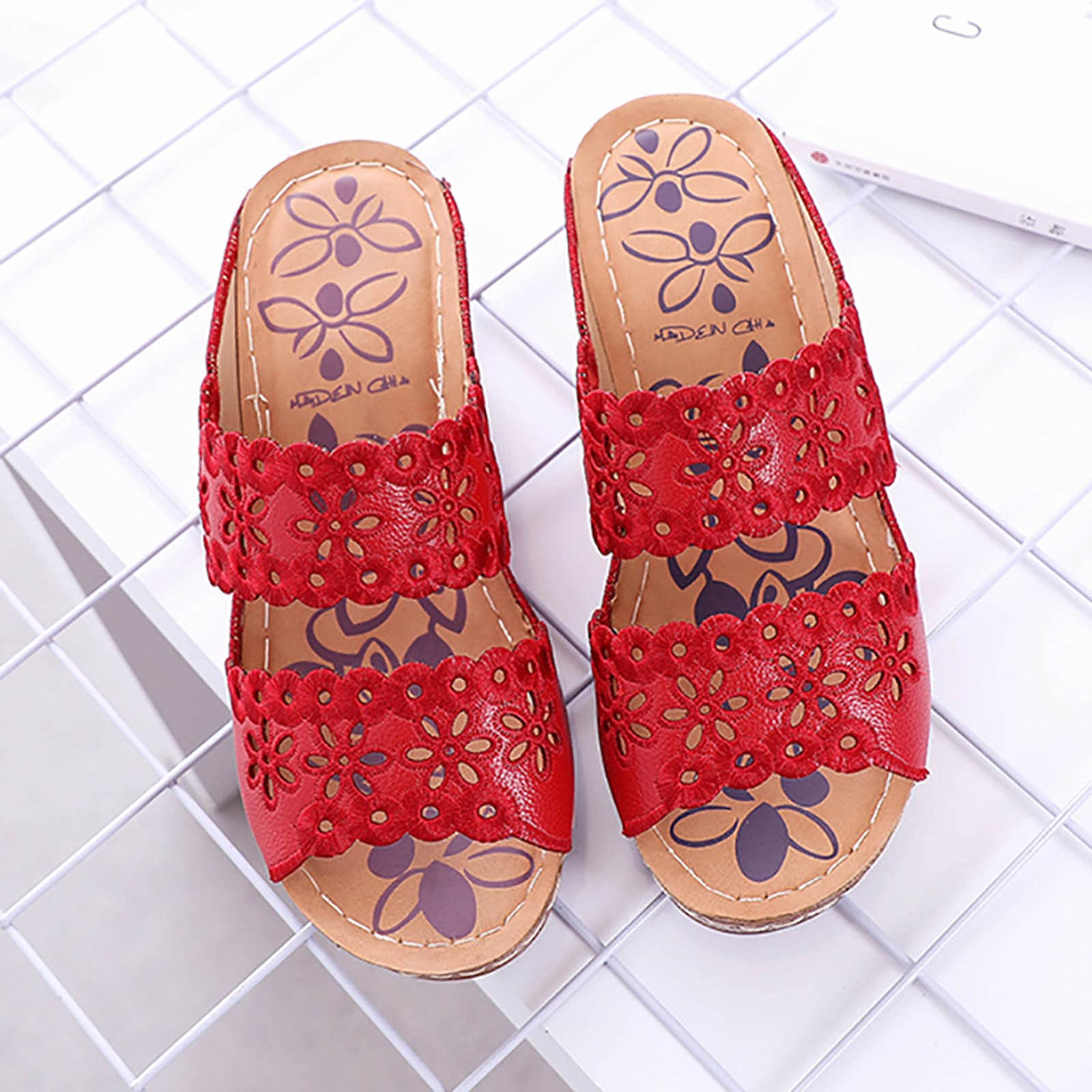 Stylish Women's Open Toe Wedge Sandals - Breathable Hollow Out Design Summer Casual Slip-On Platform Shoes | Perfect for Beach, Vacation, and Everyday Wear