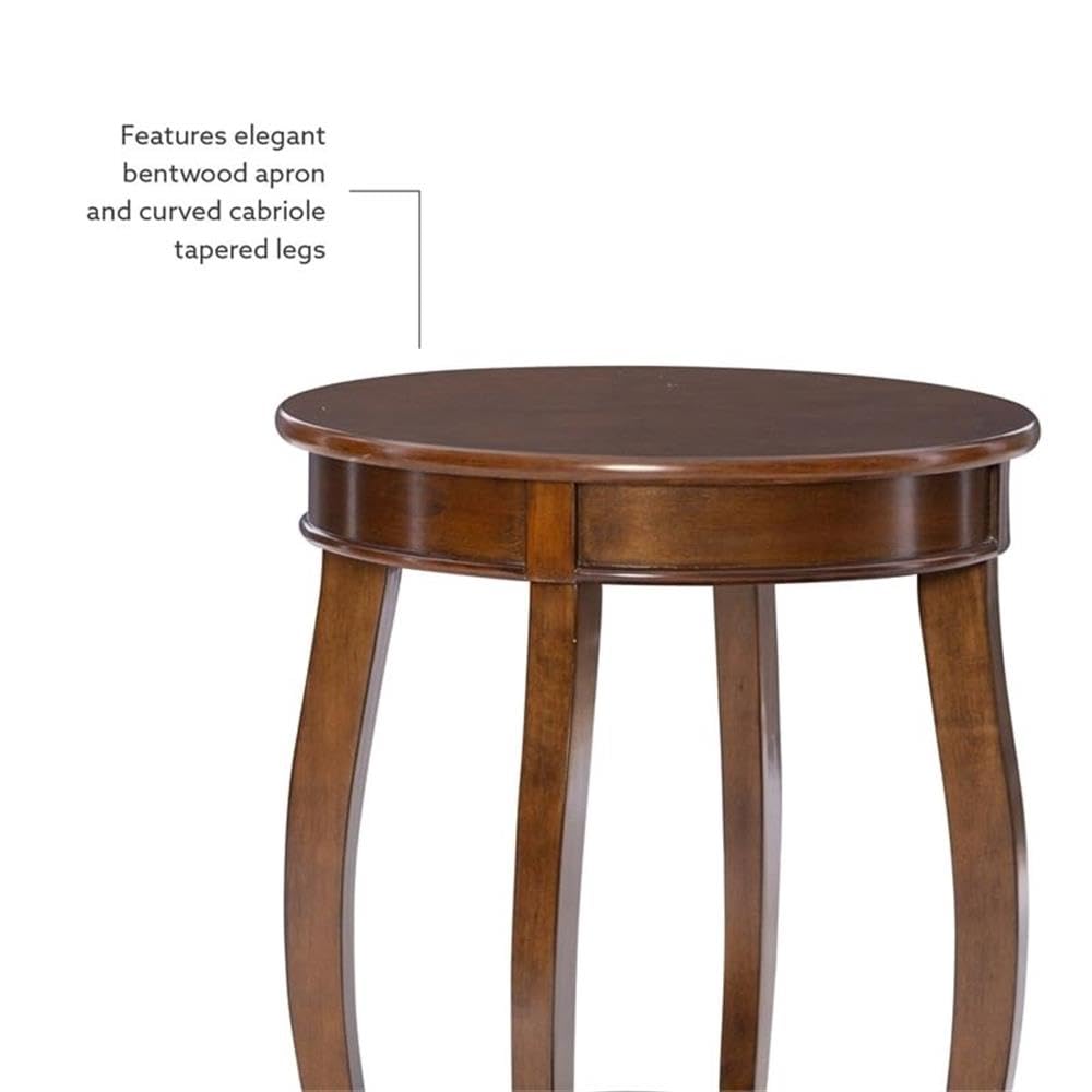 BOWERY HILL Round Wooden End Table with Shelf - Modern Coffee Table for Living Room, Bedroom & Office - Brown Contemporary Accent Furniture for Home Decor