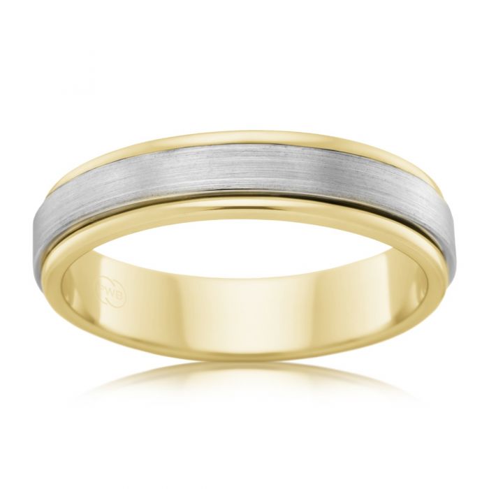 9ct Yellow Gold and Titanium 6.5mm Matte Finish Ring - Size 4-13 | Durable Wedding Band, Anniversary Gift for Him/Her | Perfect for Everyday Wear & Special Occasions