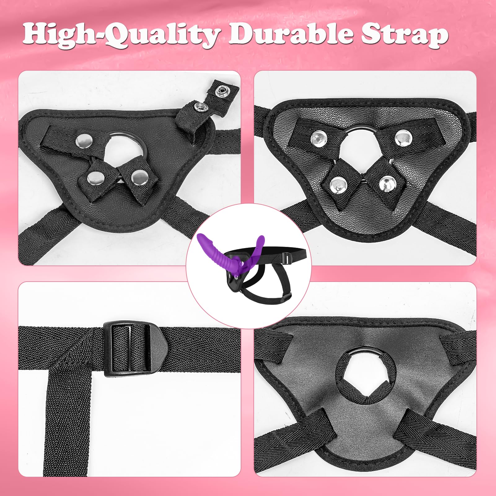 Double-Sided Silicone Strap-On Dildo for Women & Couples - Adjustable Strapless Pegging Toy with G-Spot & P-Spot Stimulation - Perfect for Lesbian Play, Role Reversal & BDSM Scenes