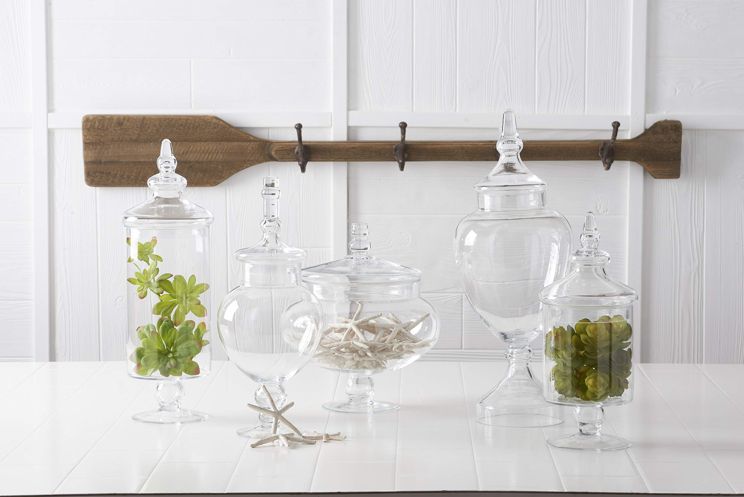 K&K Interiors 5-Piece Glass Storage Jars with Airtight Lids - Clear Kitchen Canisters for Flour, Sugar, Coffee & Pantry Organization - Perfect for Home, Office & Gift Giving
