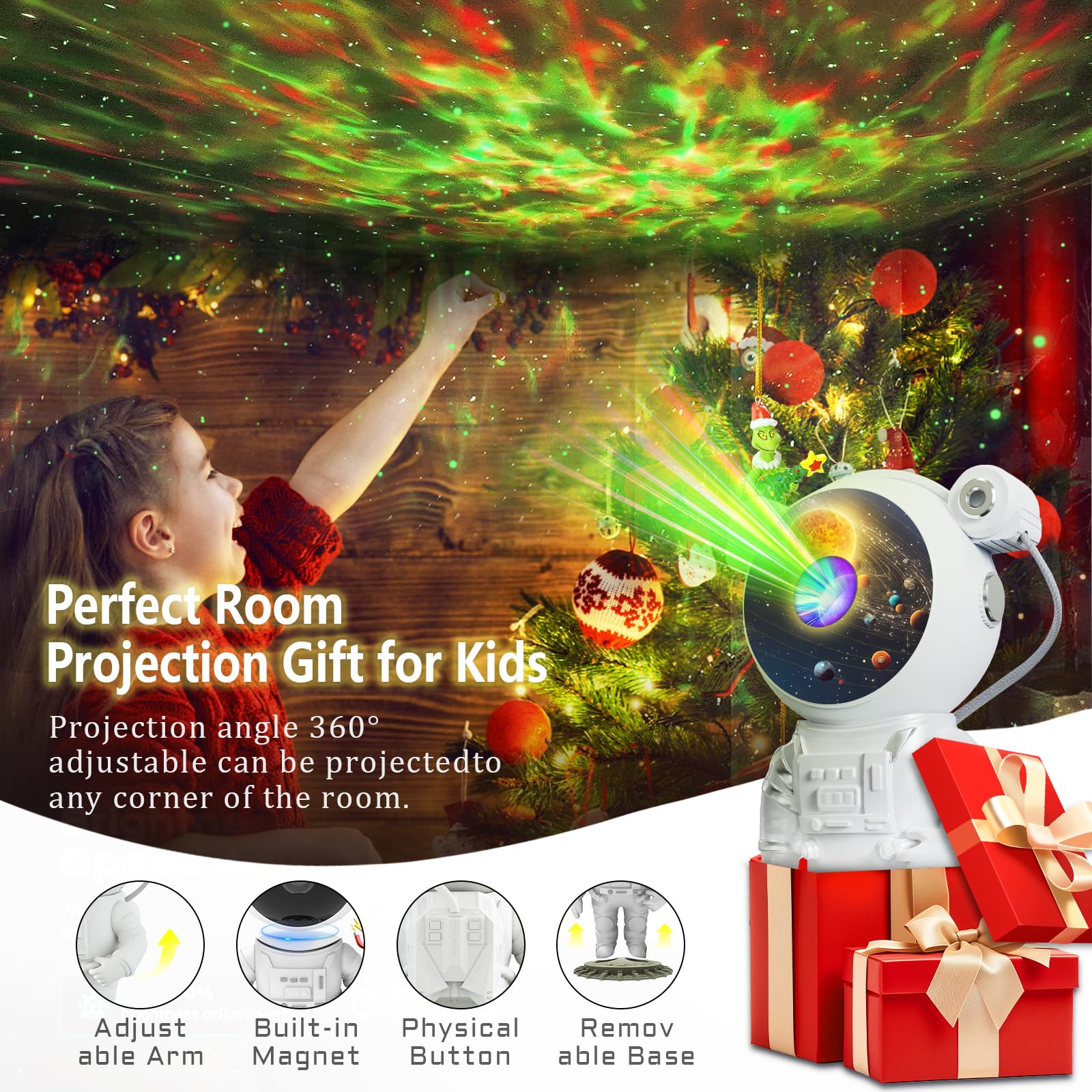 Astronaut Galaxy Space Projector for Bedroom - Starry Night Light Projector with Timer & Remote Control | Kids Room Decor, Nursery Night Light, Relaxing Ambience for Sleep & Meditation