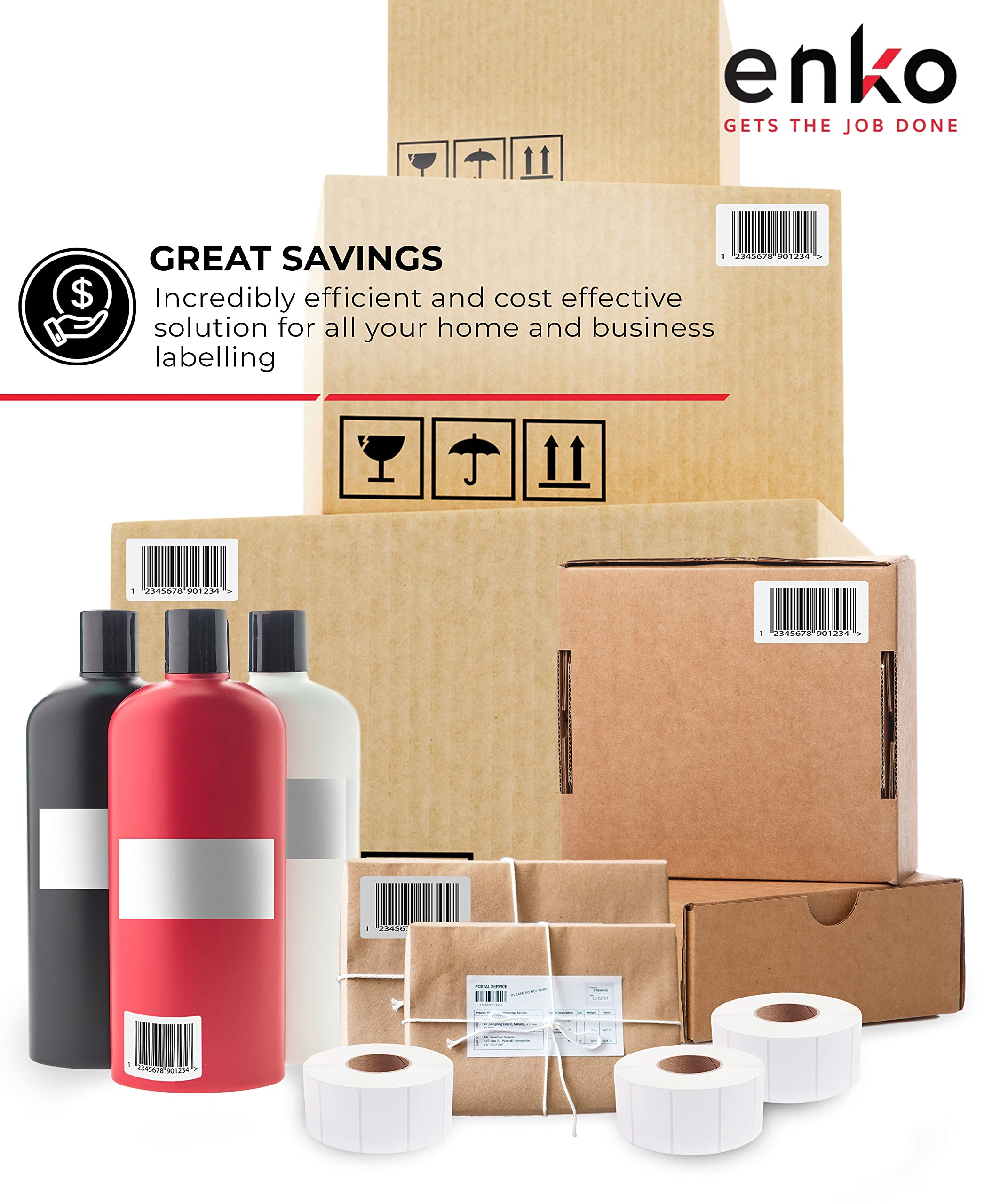 enKo 12 Rolls (8400 Labels) 3 x 2 Inch Direct Thermal Labels - FBA Stickers, FNSKU Labels Compatible with Zebra & Eltron Printers - Perfect for Amazon Sellers, Warehouse & Shipping Labeling