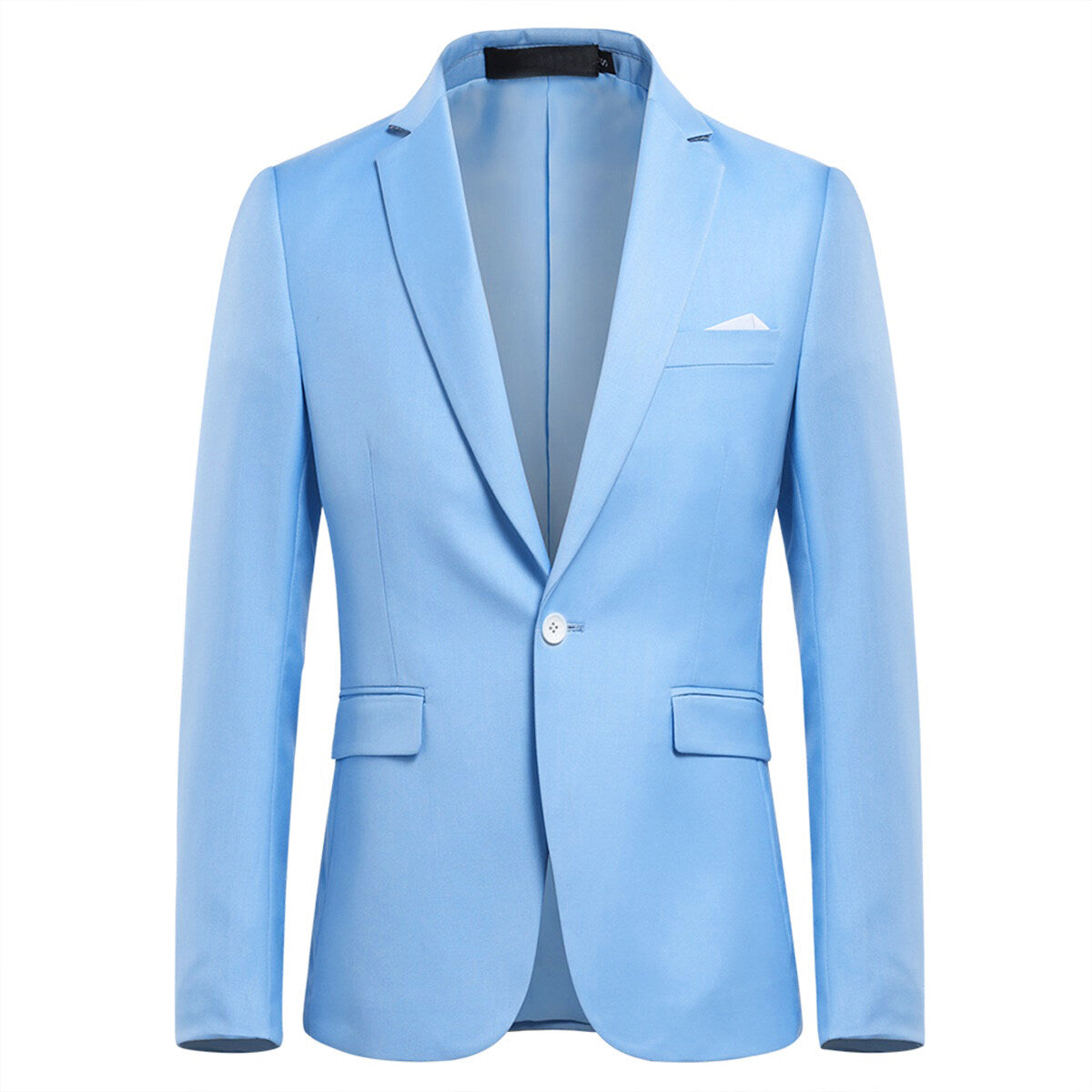 3 Piece Slim Fit Solid Color Sky Blue Men's Formal Suit Set - Perfect for Weddings, Business Meetings & Special Occasions