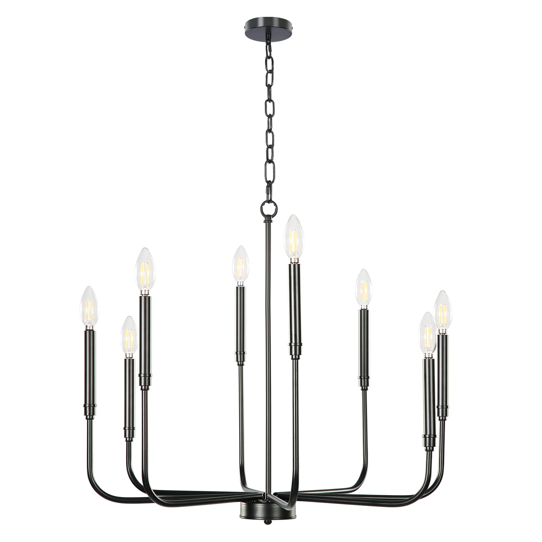 Tribesigns 8-Light Black Candle Style Chandelier - Elegant Hanging Light Fixture for Dining Room, Living Room, Kitchen, Entryway & Foyer | Perfect for Home Decor, Wedding Venues & Restaurants