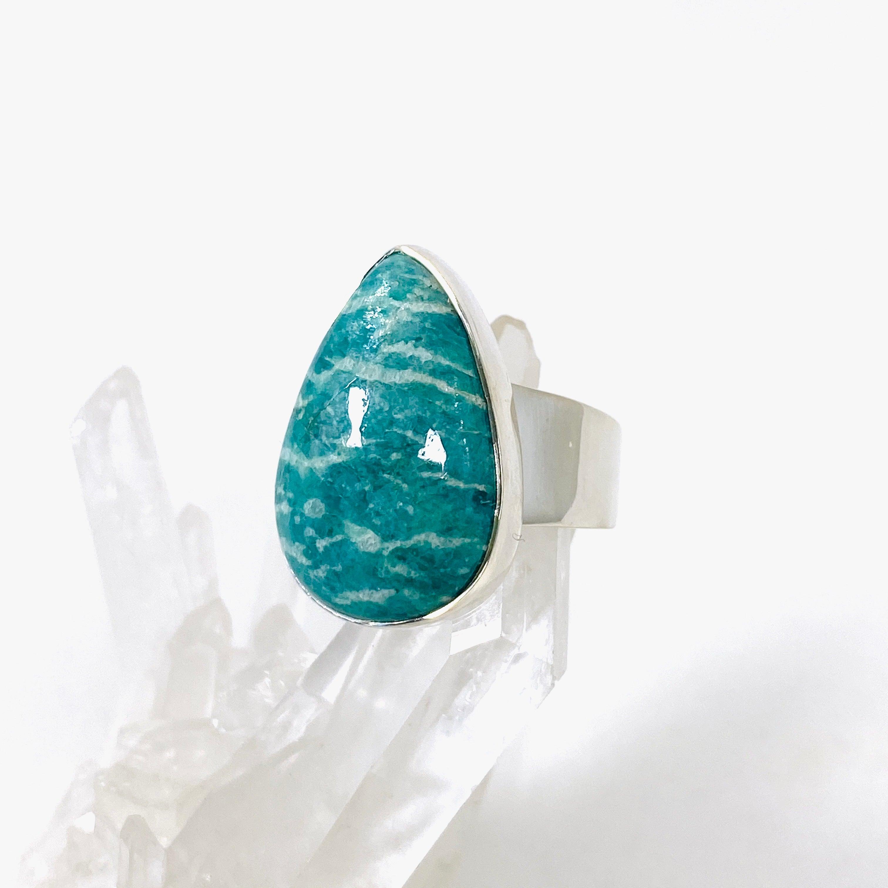 Amazonite Teardrop Ring - Sterling Silver 925, Handmade Gemstone Jewelry for Women - Perfect for Weddings, Parties & Everyday Elegance