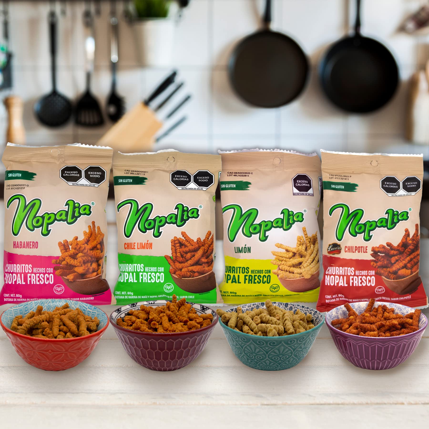 Organic Nopalia Corn & Cactus Churritos Snacks - Chipotle Flavor (6 Pack) | Gluten-Free, Vegan Mexican Snack for Parties, Road Trips & Healthy Munching