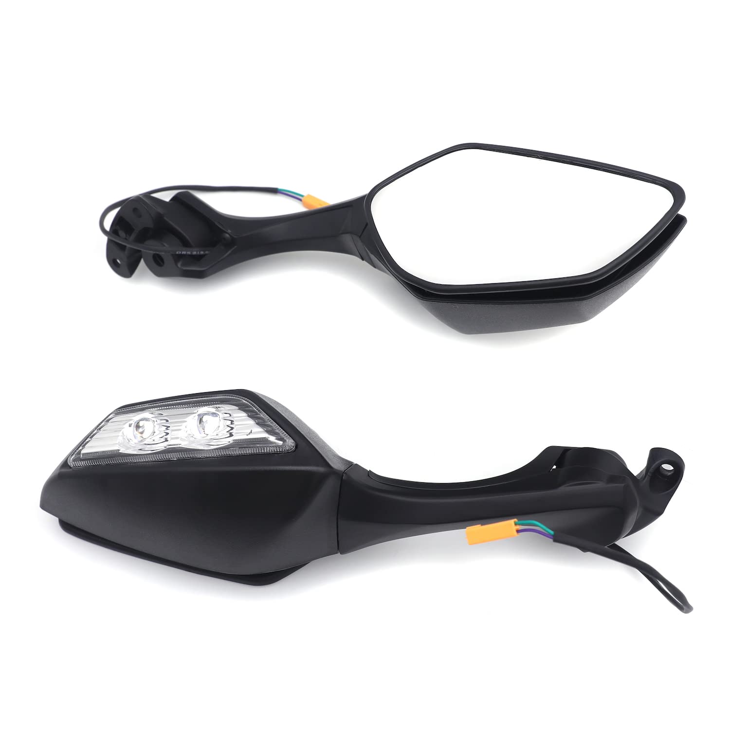 HTTMT Black Rear View Mirrors with Turn Signals for Kawasaki Ninja ZX10R 2011-2015 & H2 2014-2015 - MT252-036-BK | Enhanced Visibility & Safety for Night Riding & Urban Commuting