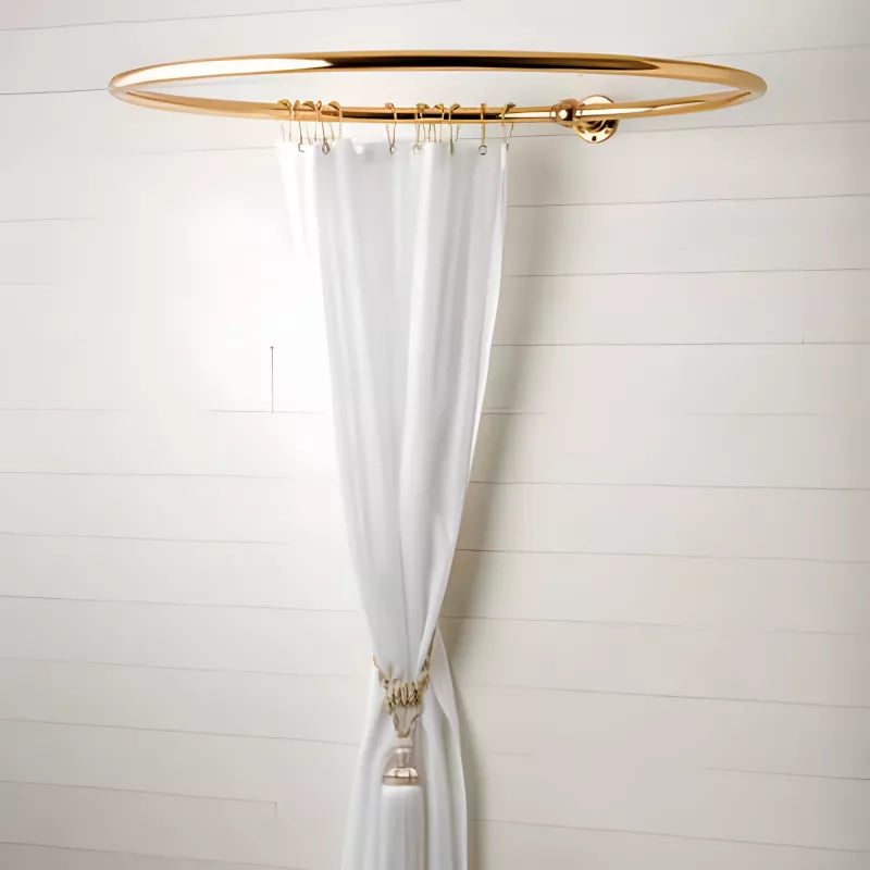 70cm Round Brass Shower Curtain Rod Holder - Durable & Stylish Bathroom Accessory for Modern Homes